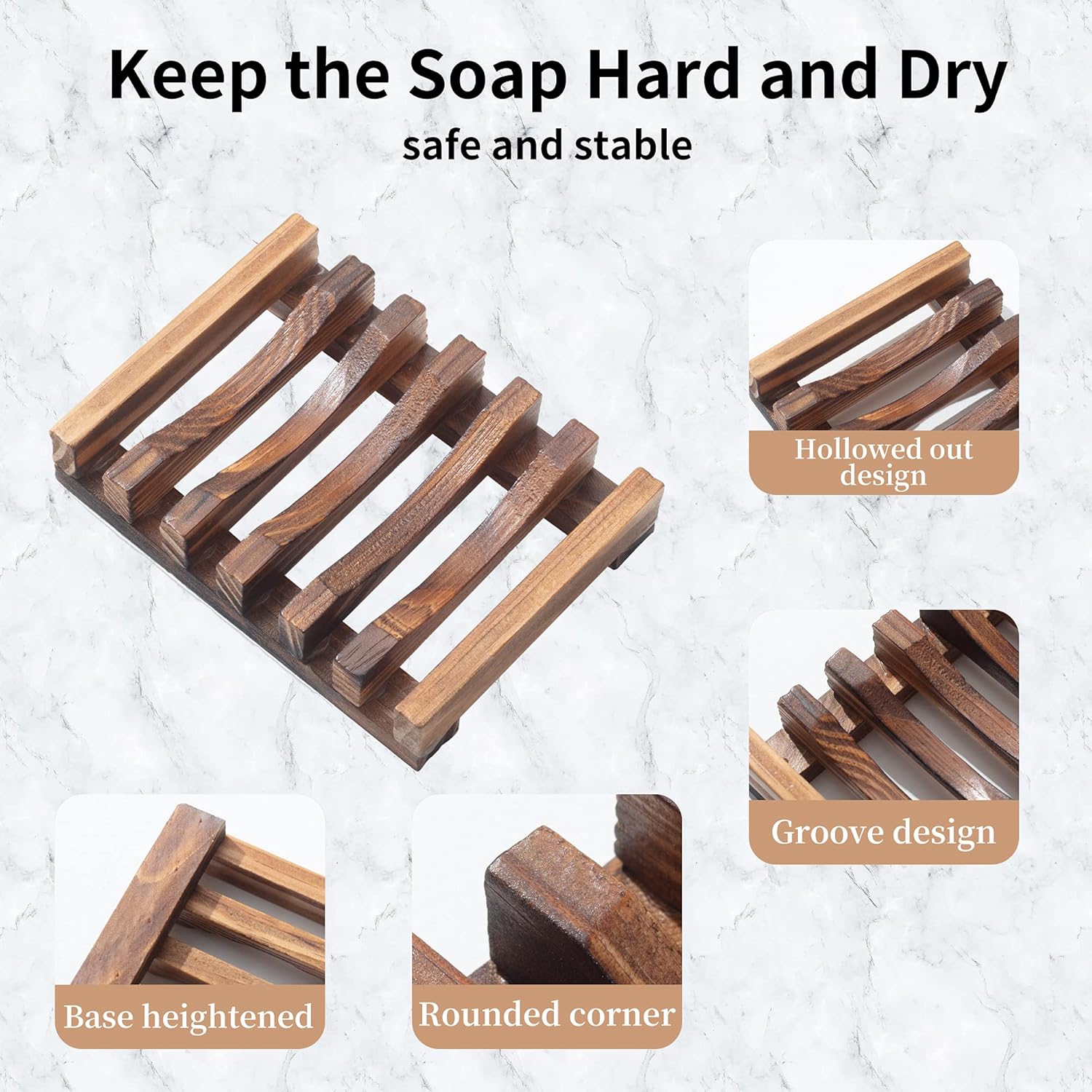 Vowupt Wooden Soap Dish Set of 2 for Bathroom