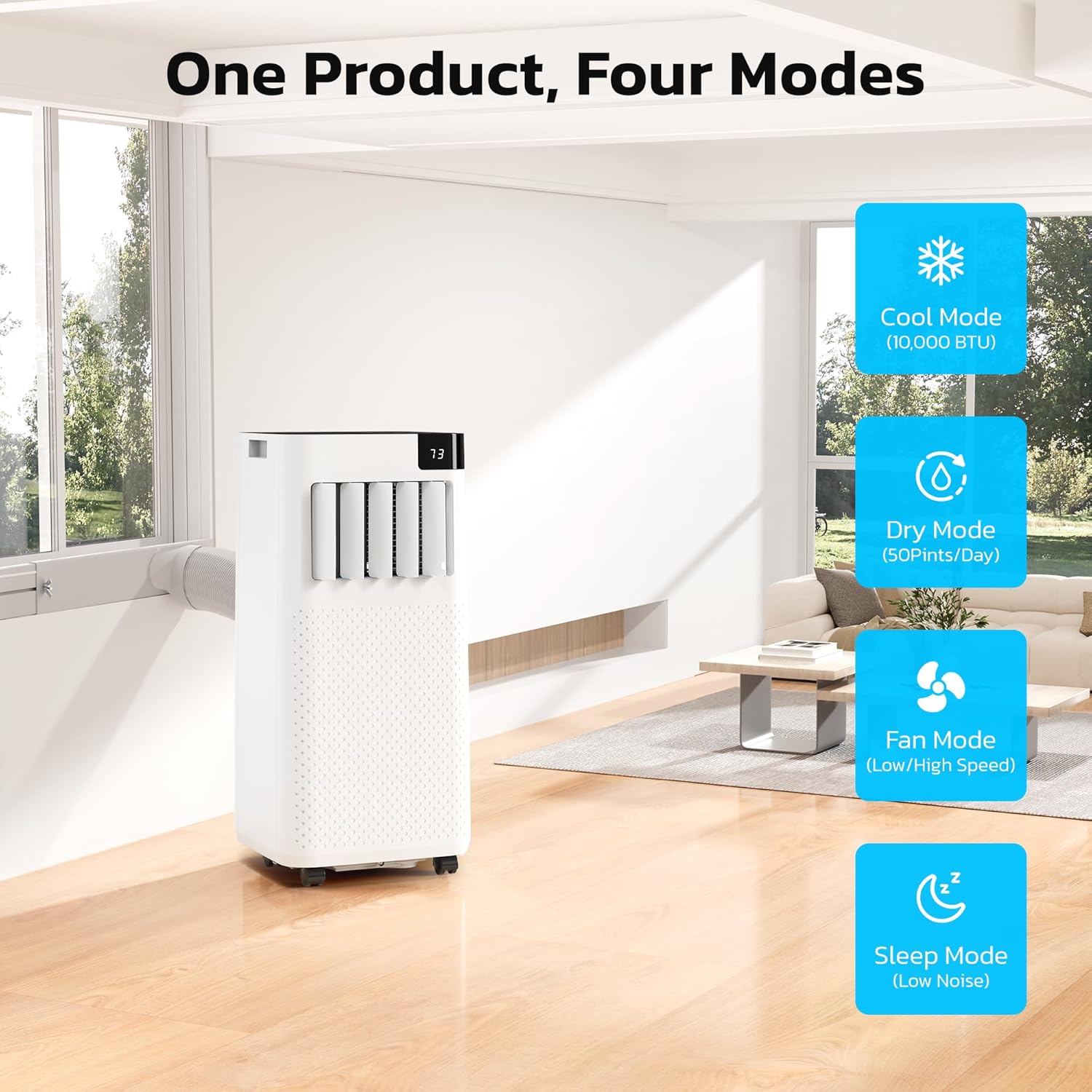 ZAFRO 8000 BTU Portable AC Unit with 4 Modes White