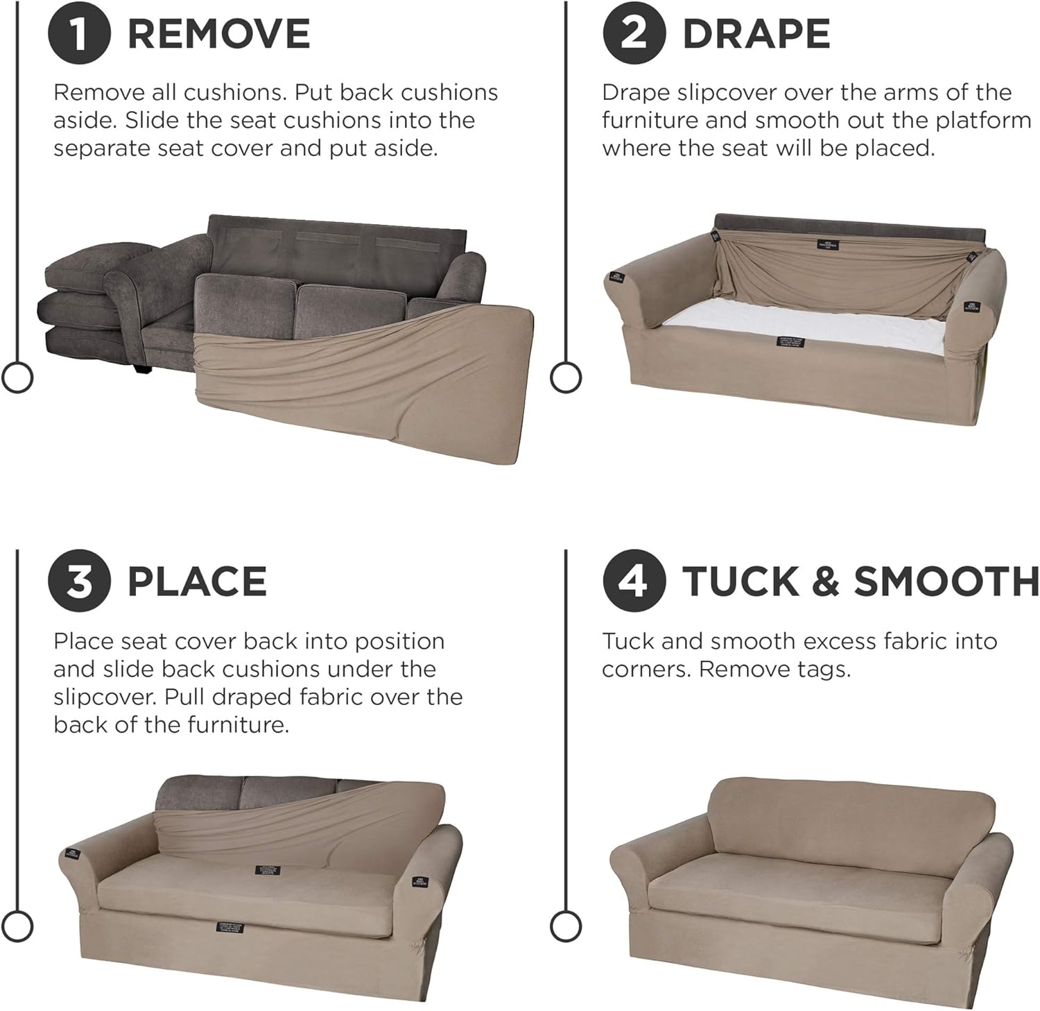 Zenna Home Pixel Ultra Soft Stretch Loveseat Slipcover Sand