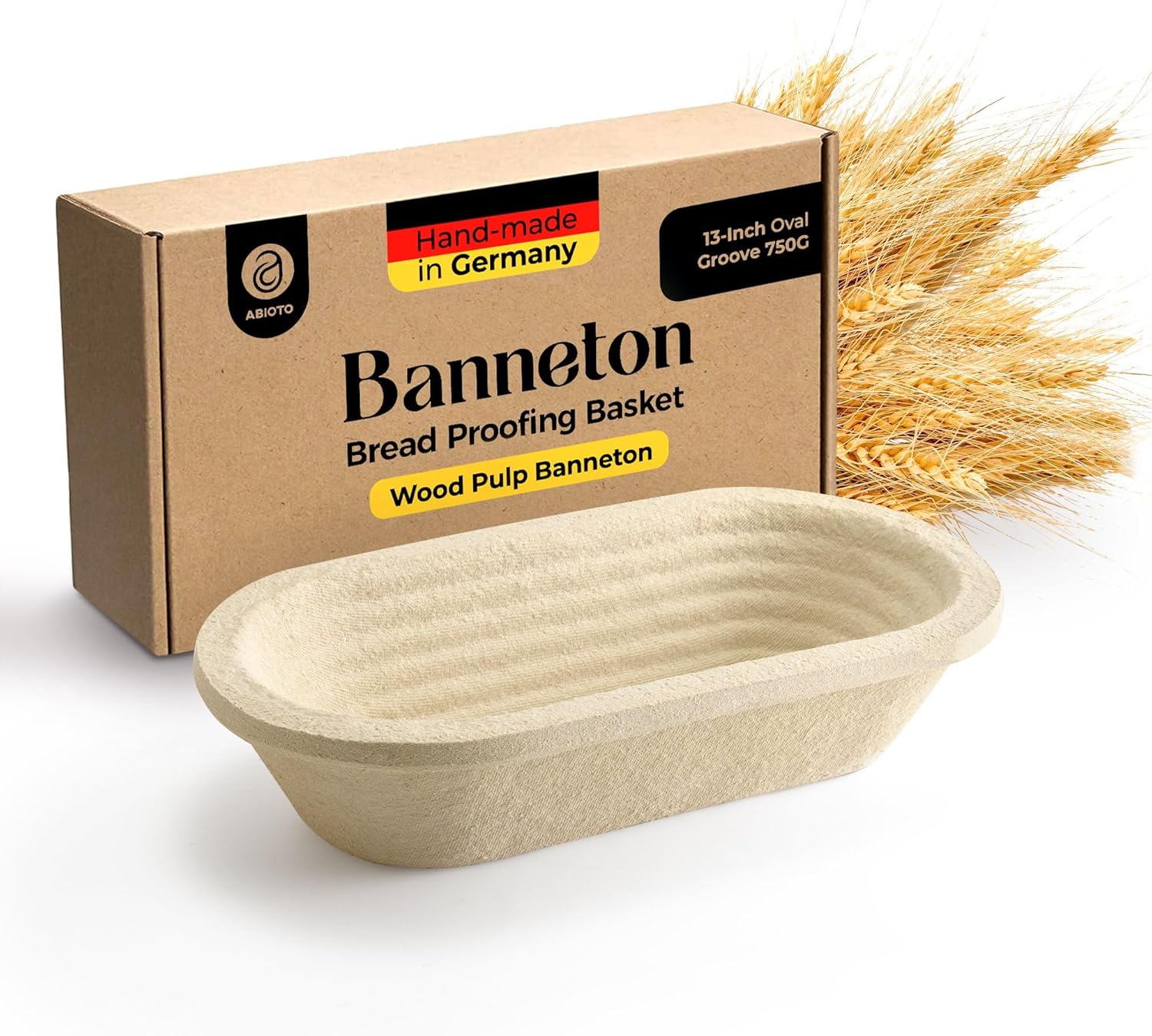 13 Inch Oval Wood Pulp Banneton Proofing Basket - 15LB Capacity