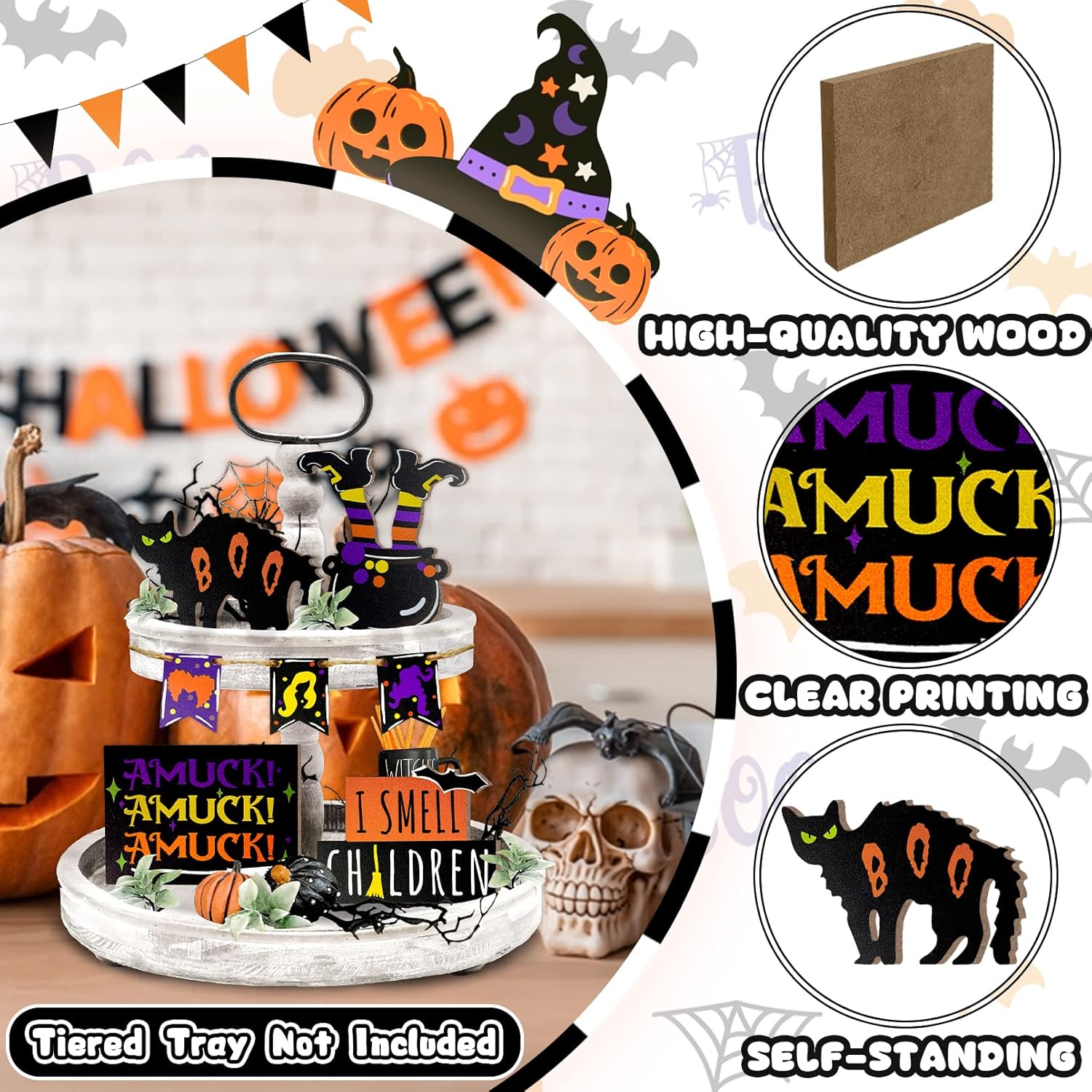 Halloween Tiered Tray Decor Set 7 Pieces