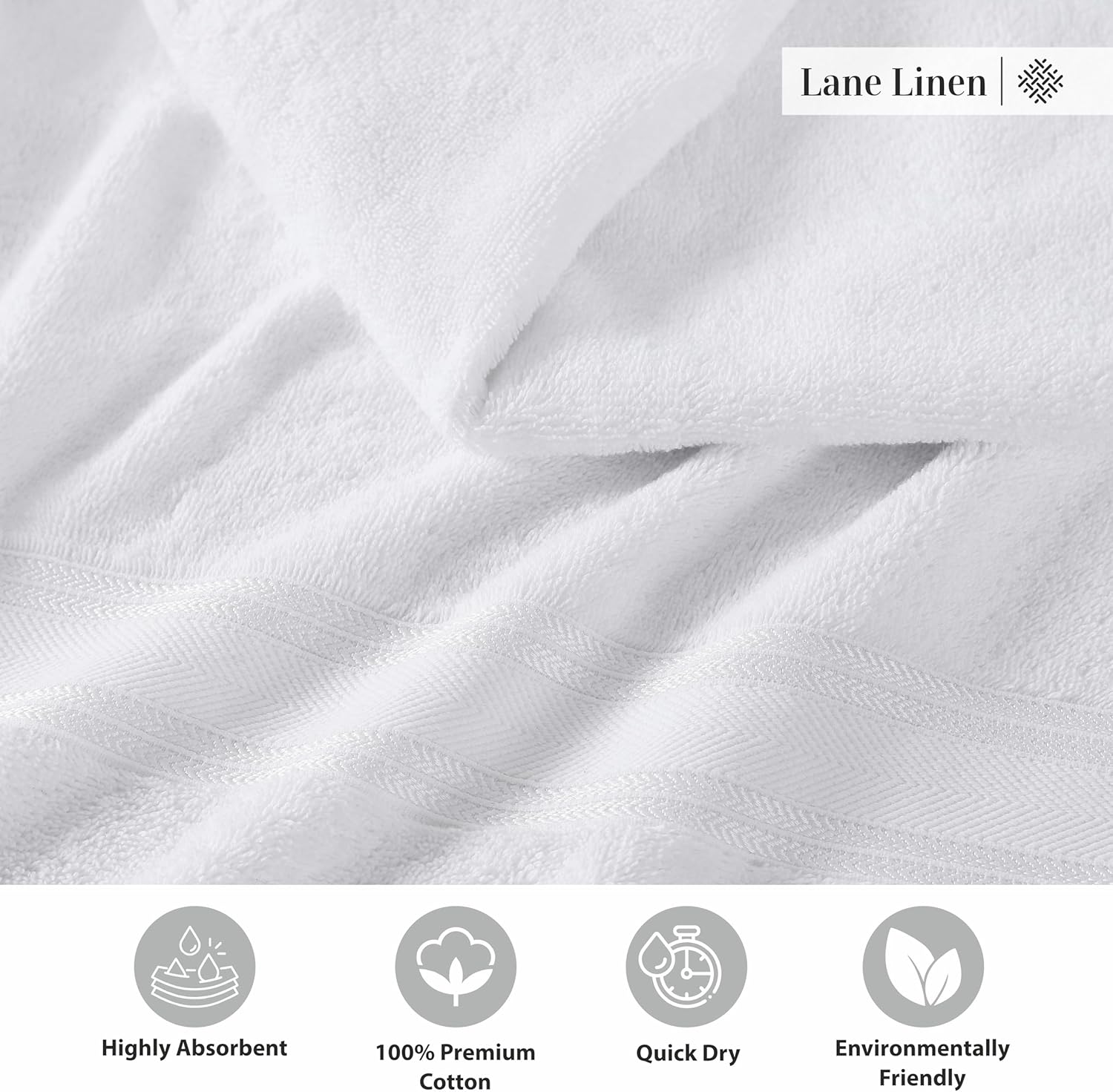 Lane Linen Luxury Bath Towel Set 3 Piece White