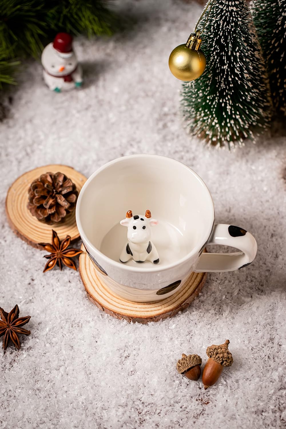 DIHOclub 3D Cow Ceramic Mug with Hidden Animal Design