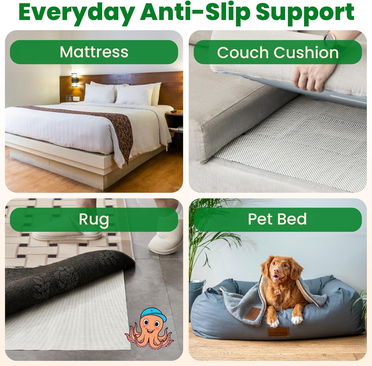ECOHomes Non Slip Mattress Gripper Pad for Twin Size