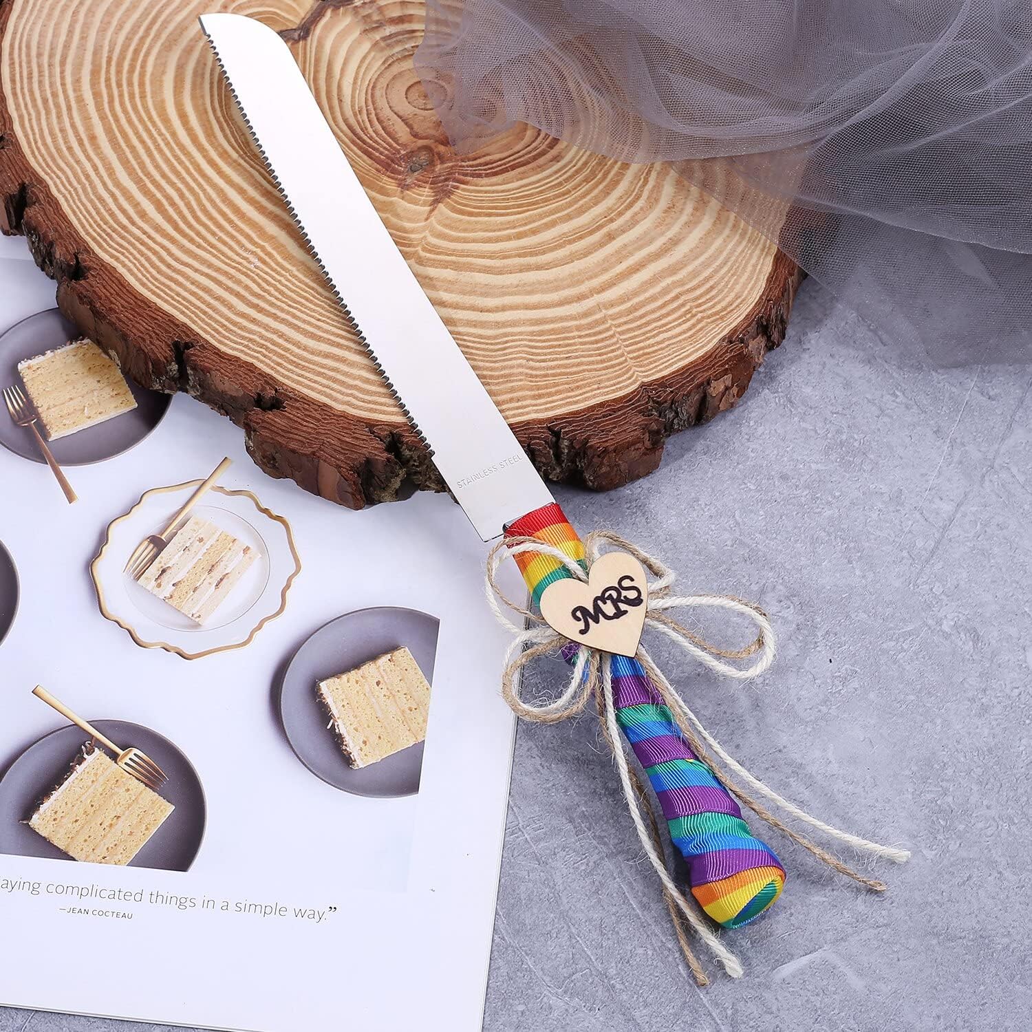 TANG SONG Rainbow Wedding Cake Knife and Server Set of 2