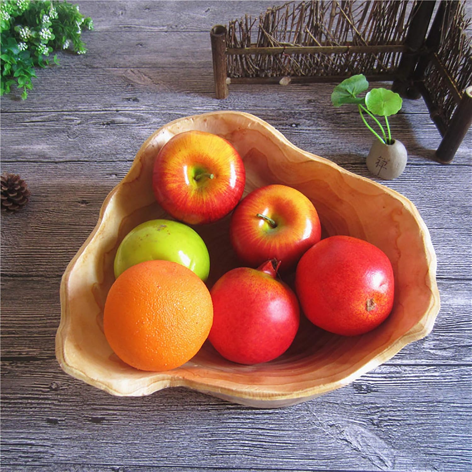 Handmade Natural Root Wood Bowl 12-14 Inches Unique