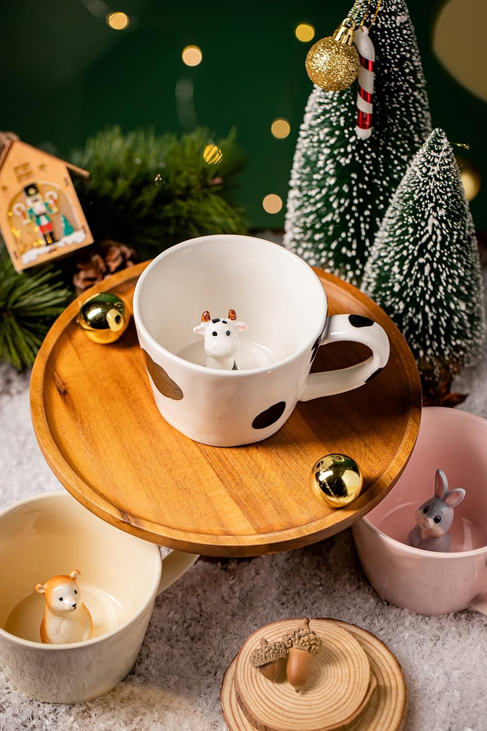 DIHOclub 3D Cow Ceramic Mug with Hidden Animal Design