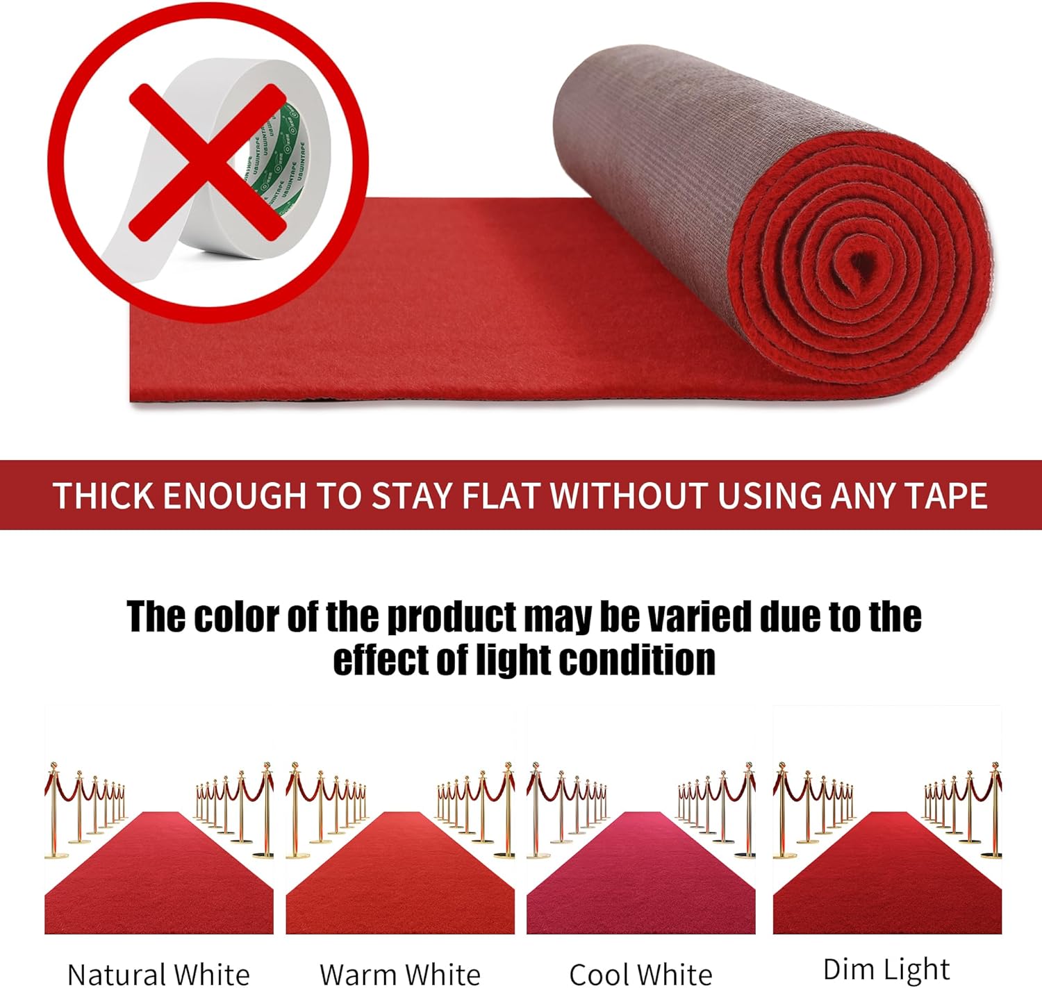 HOMBYS Extra Thick Red Carpet Runner 3x10 ft