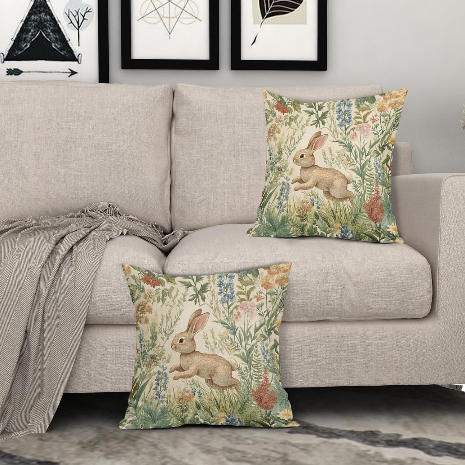 Spring Floral Pillow Covers Set of 2 16x16 Inch