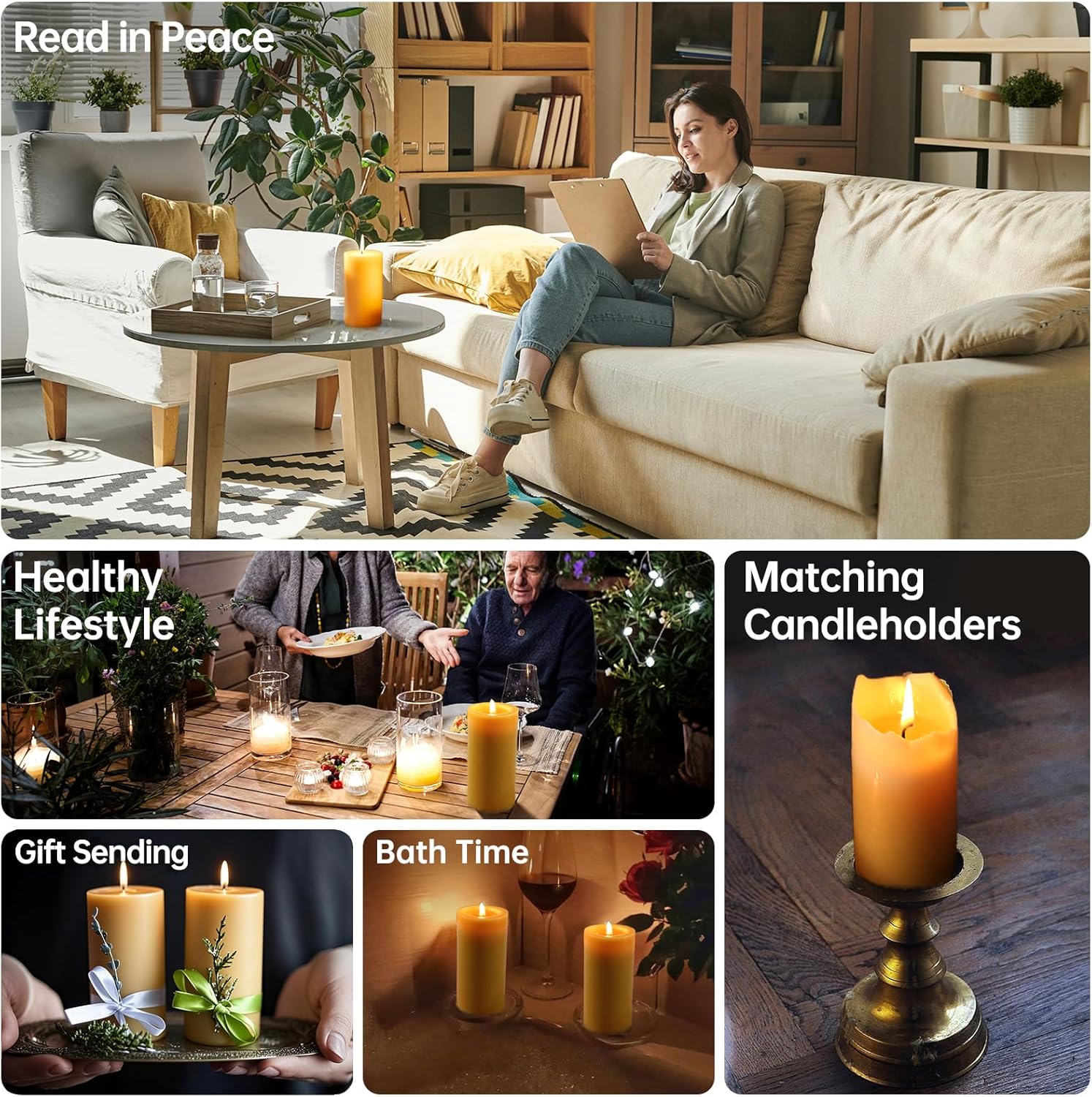 Natural Beeswax Candles 4 Pack with 140 Hours Burn Time