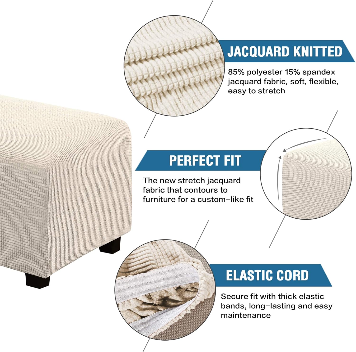 HVERSAILTEX Stool Cover Slipcover for Ottomans