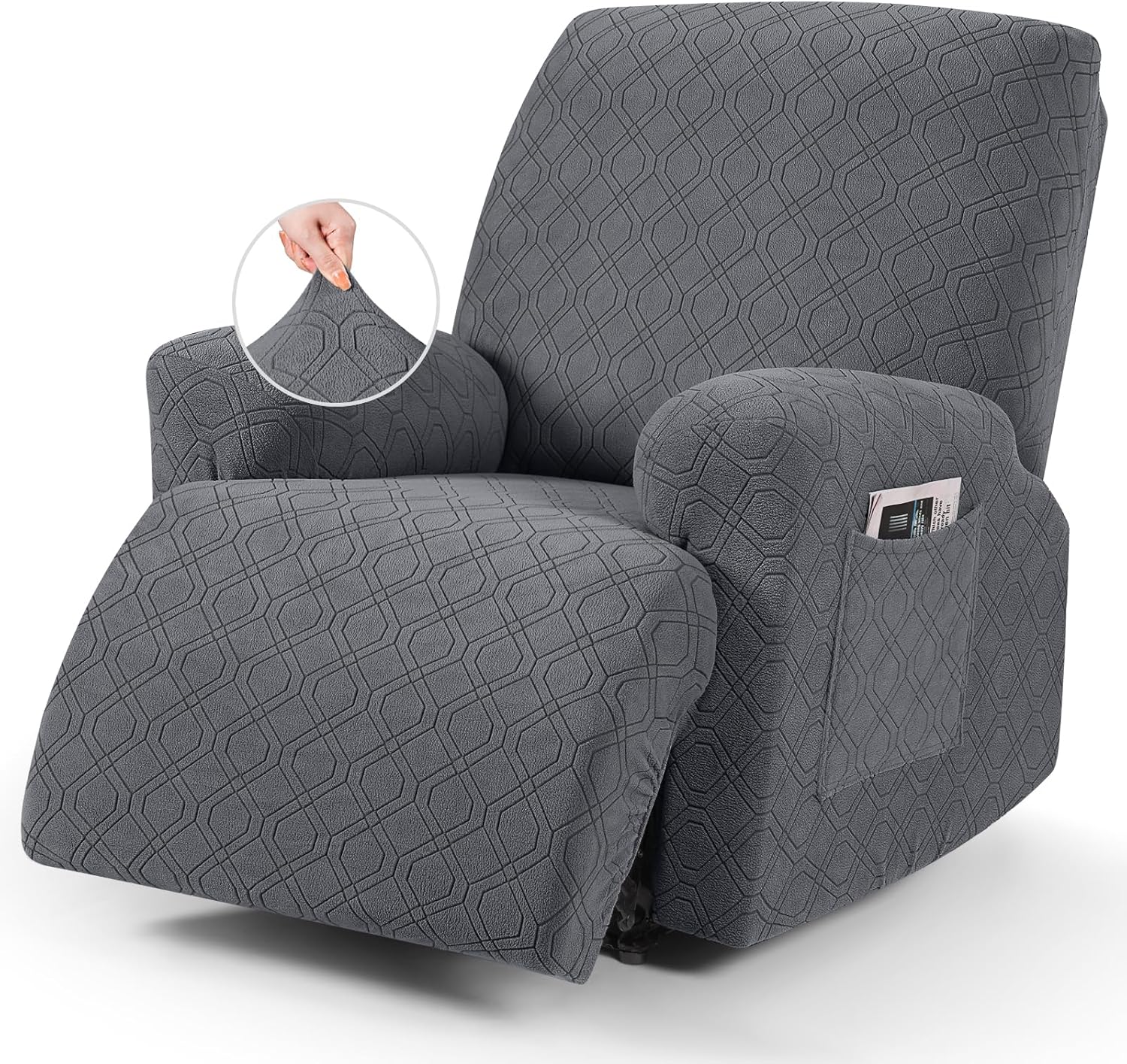 VANSOFY Recliner Chair Cover 3-Piece Set Dark Gray
