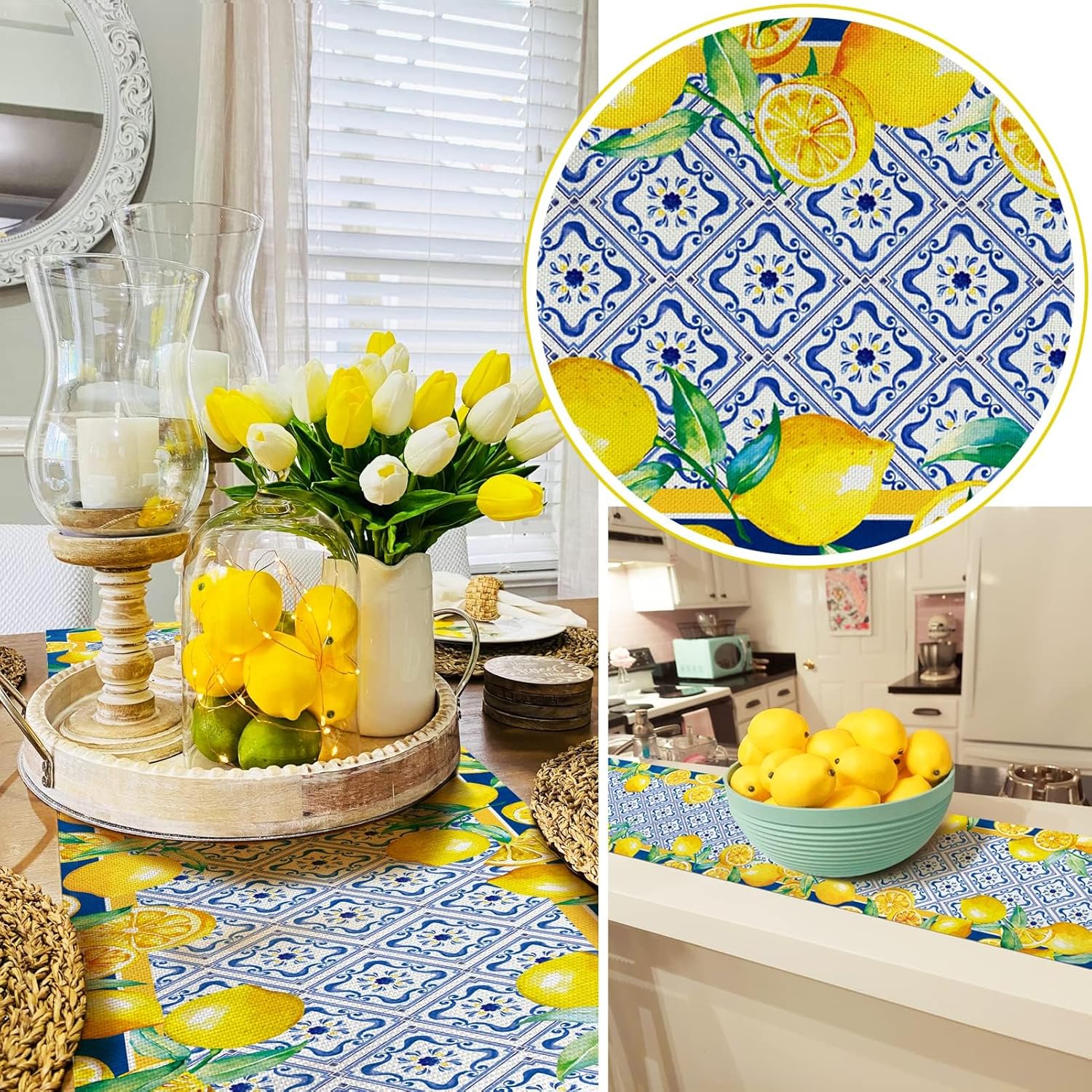 Yellow Lemon Placemat Waterproof Rectangular