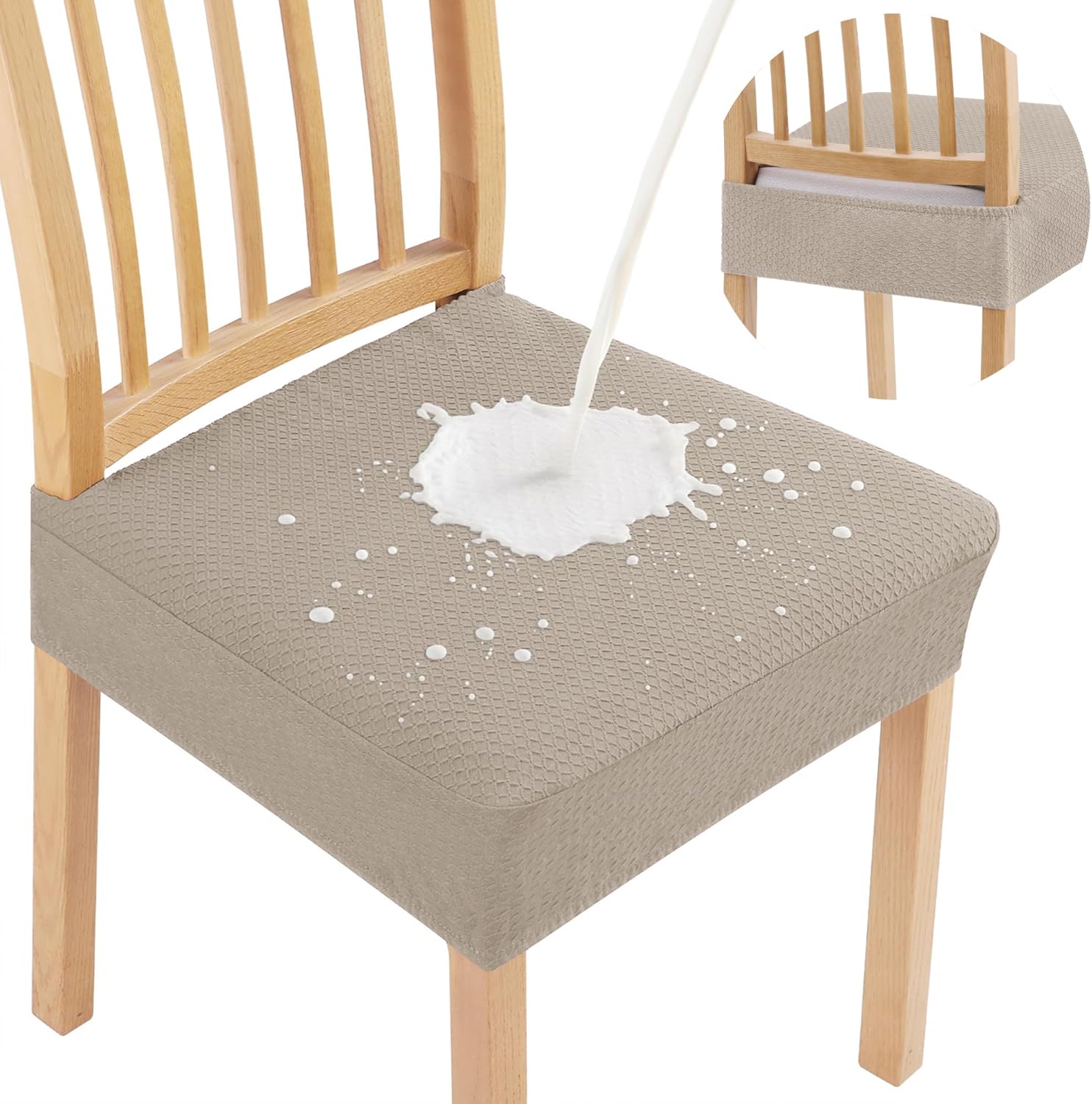 Smiry Waterproof Dining Chair Covers Set of 4 Taupe