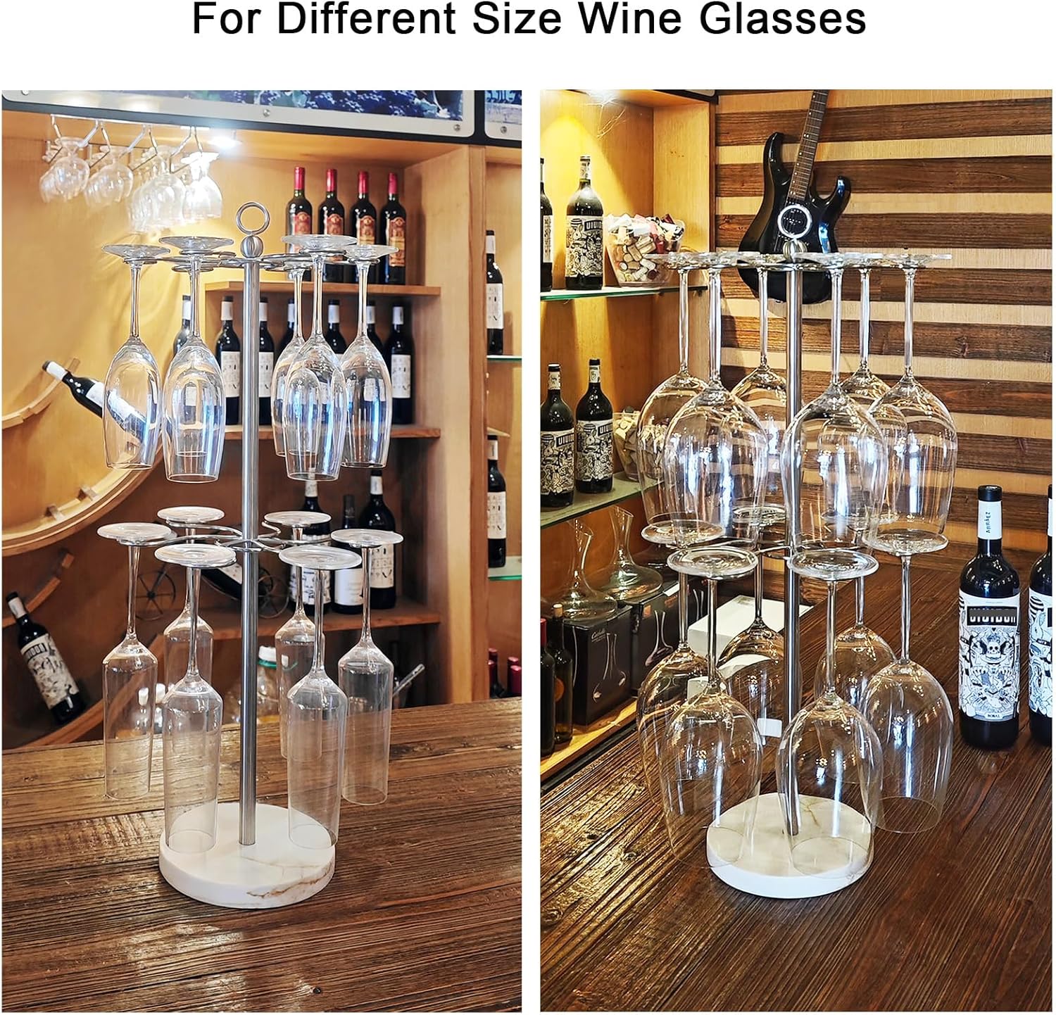 GZILA Countertop Wine Glass Holder with 12 Slots and Marble Base
