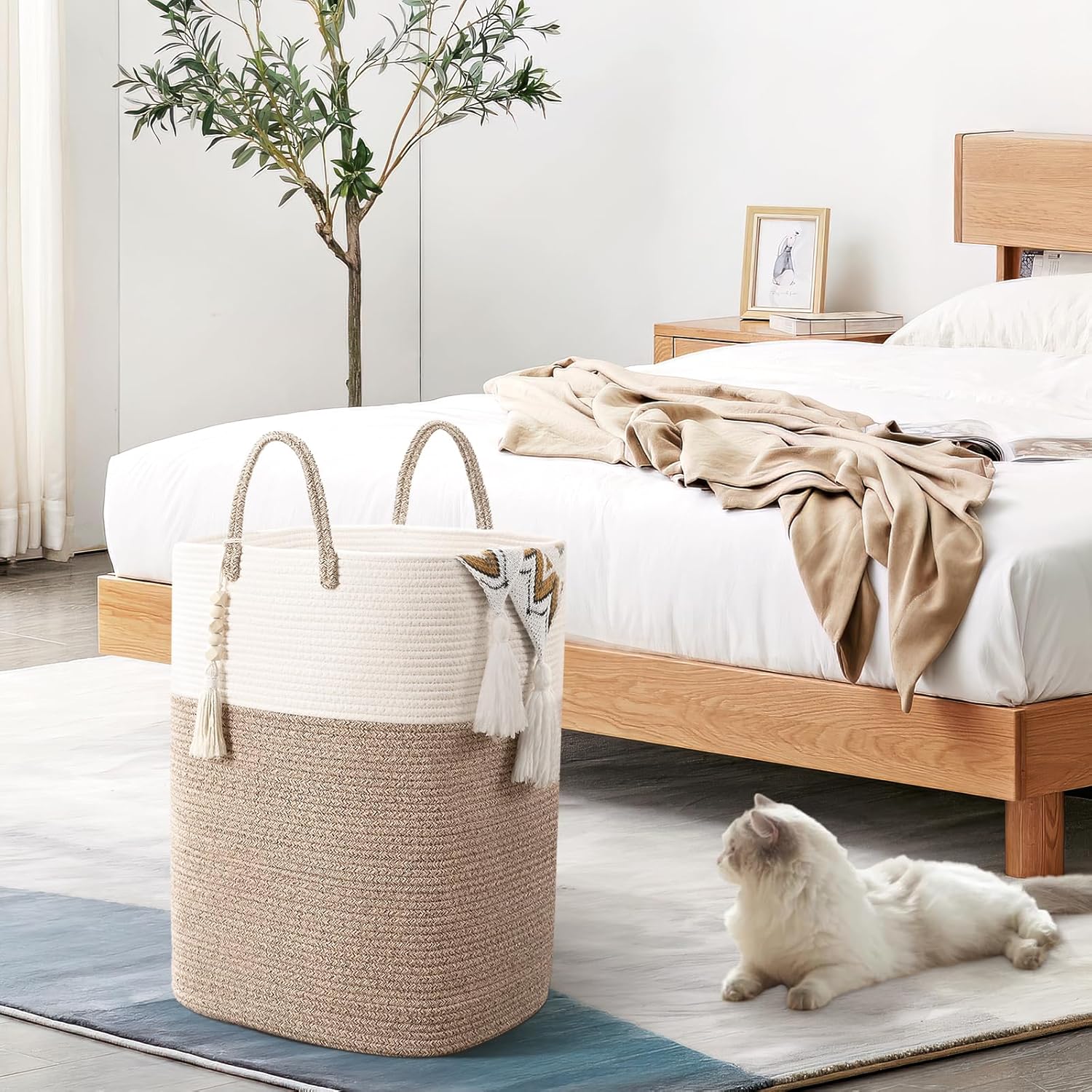 Wenmer Woven Laundry Basket with Beads Tassel