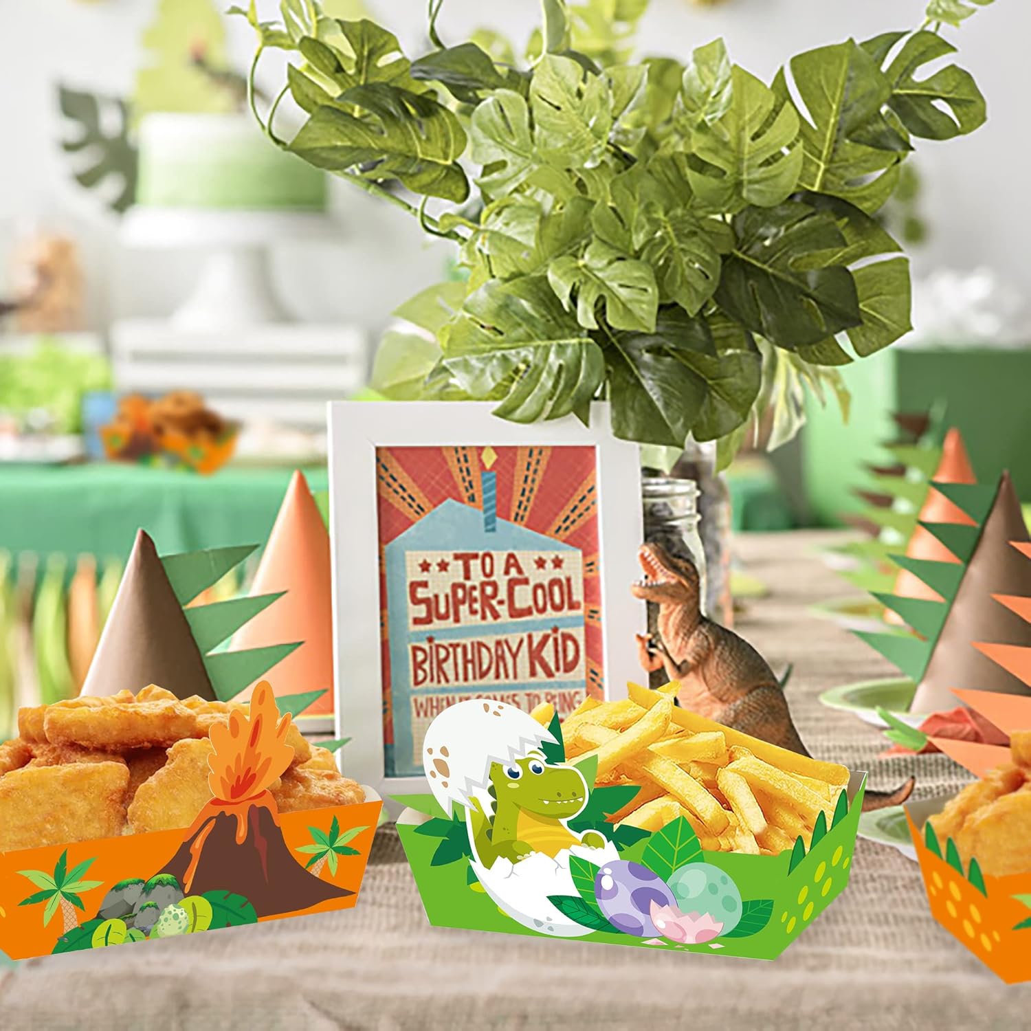 24pcs Cartoon Dinosaur Serving Trays Birthday Decorations