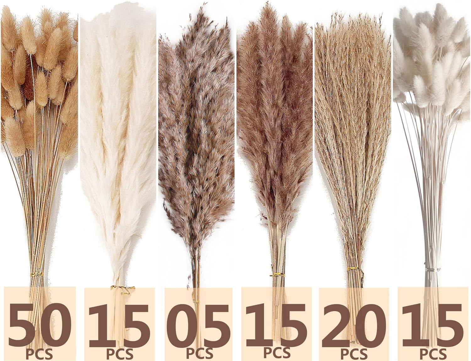 ANPROOR Dried Pampas Grass Decor 120 PCS Set