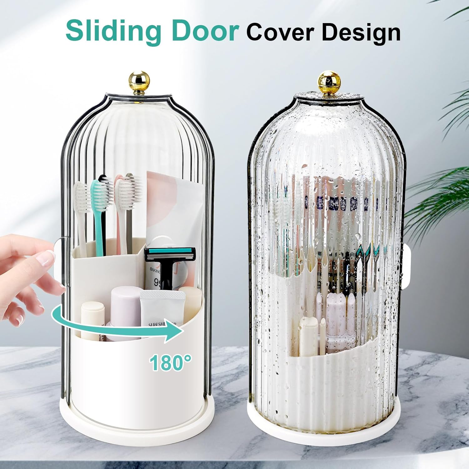 QIYVLOS Toothbrush Holder with Rotating 3 Slots