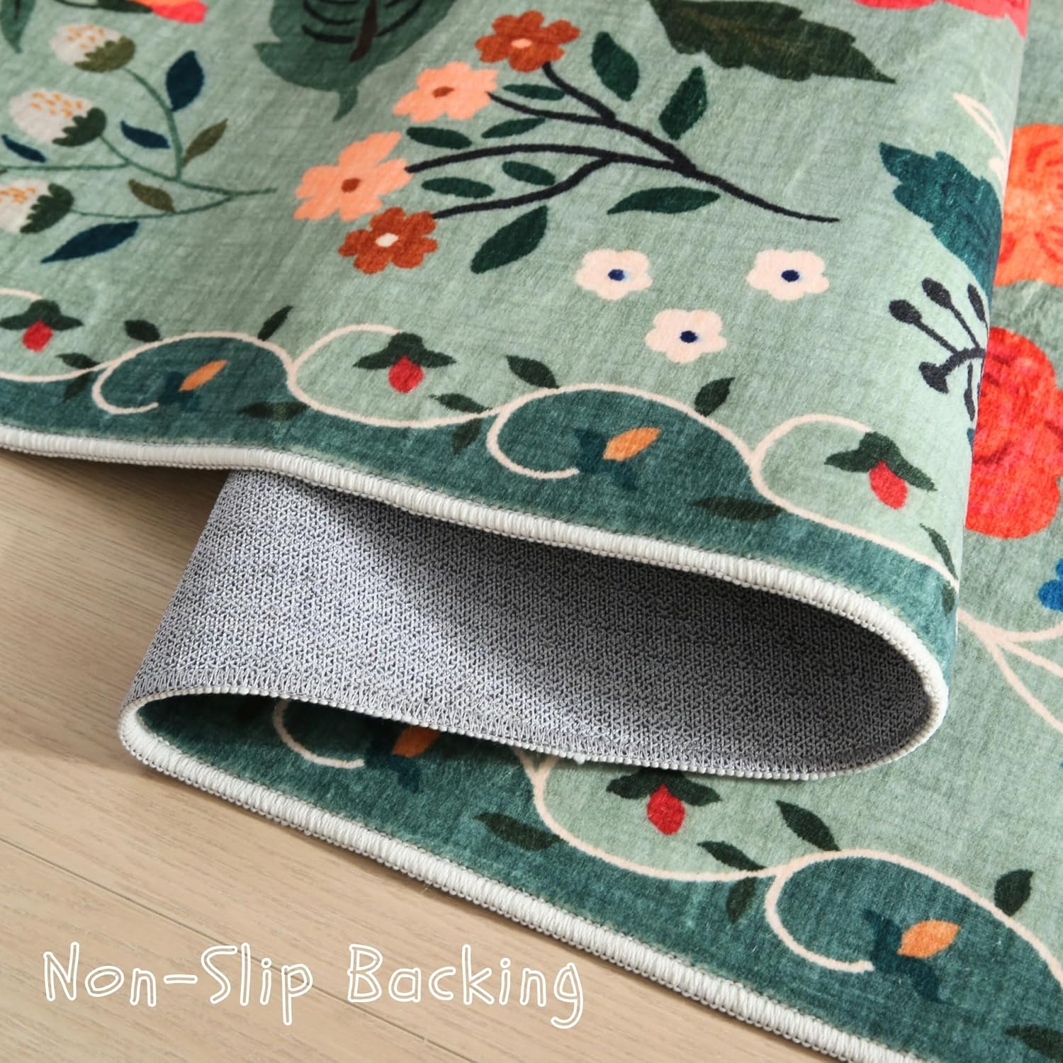 Boho Floral 3x5 Area Rug Non Slip Washable