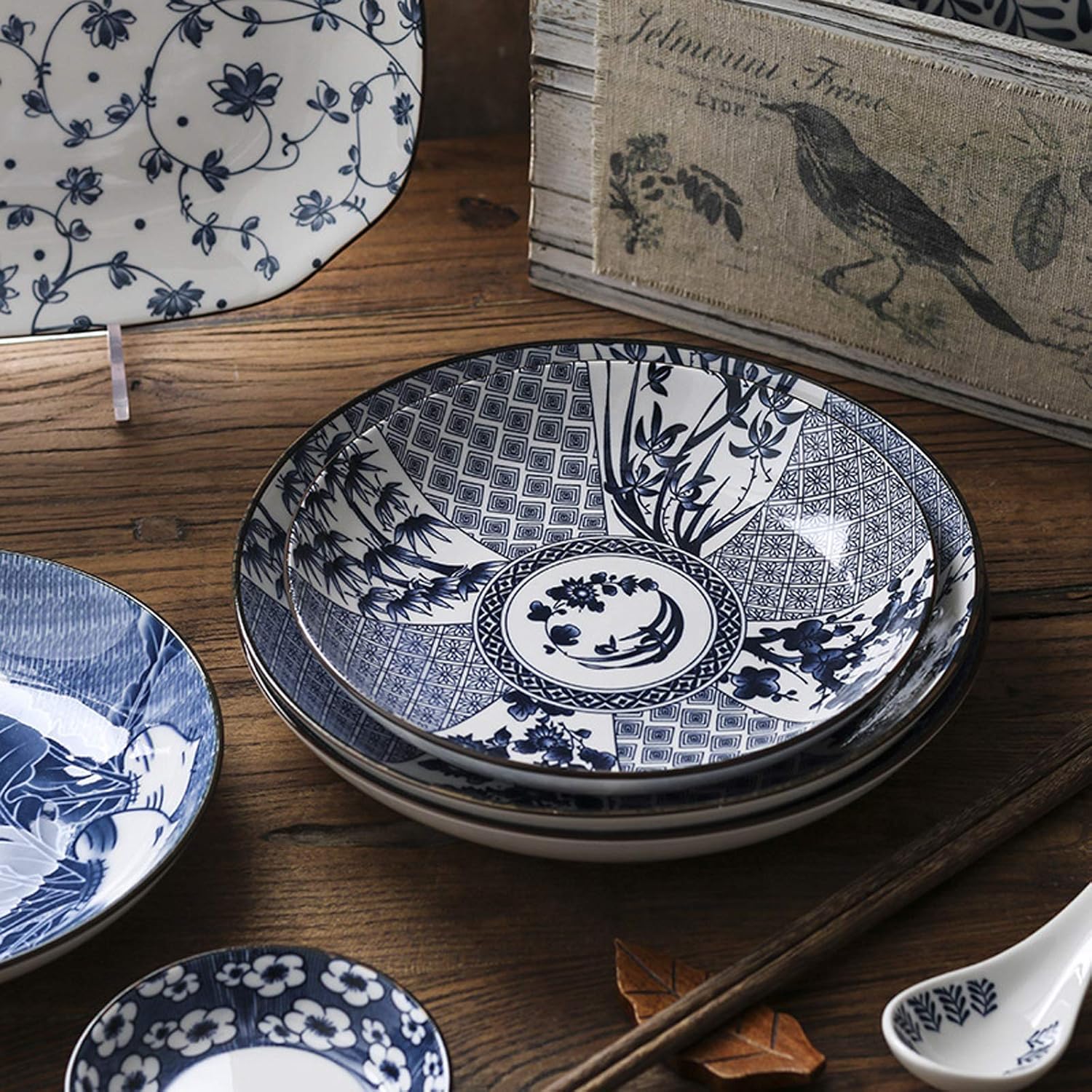 Gegong 12 Inch Fish Plate Blue White Porcelain Serving Plate