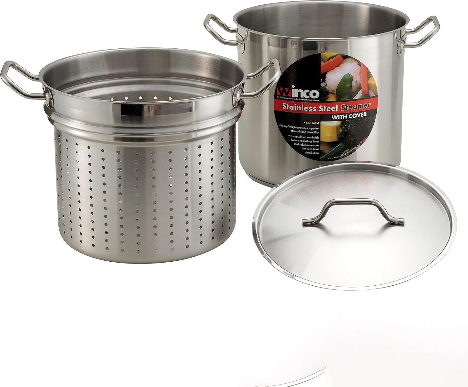 Winware 12 Quart Stainless Steamer Pasta Cooker with Cover