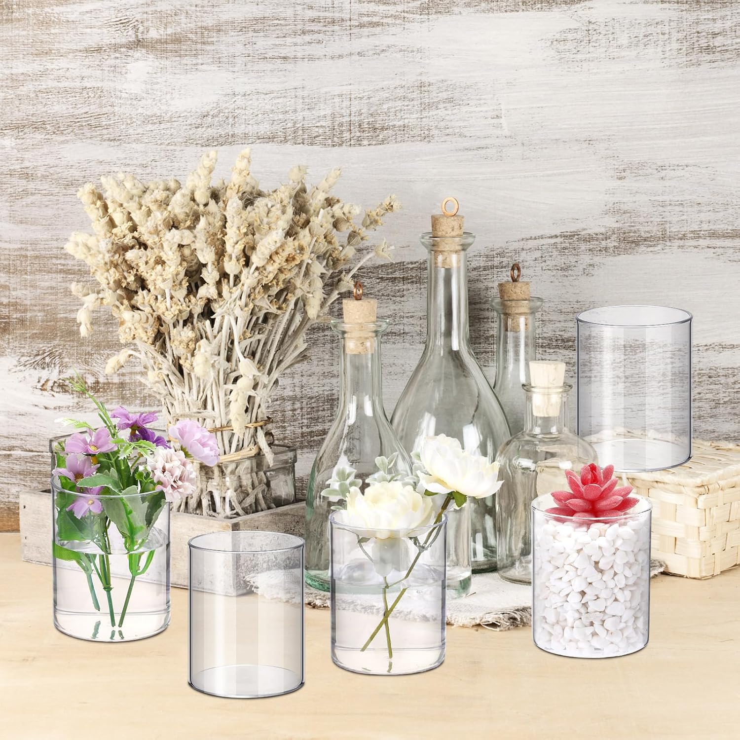 Vesici 20 Pcs Plastic Cylinder Vase 4 Inch