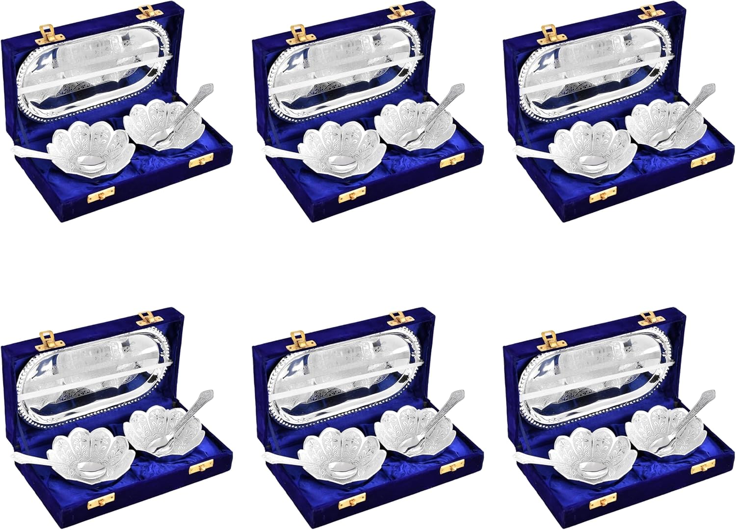 NOBILITY Silver Plated Bowl Spoon Tray Set 6 Pieces