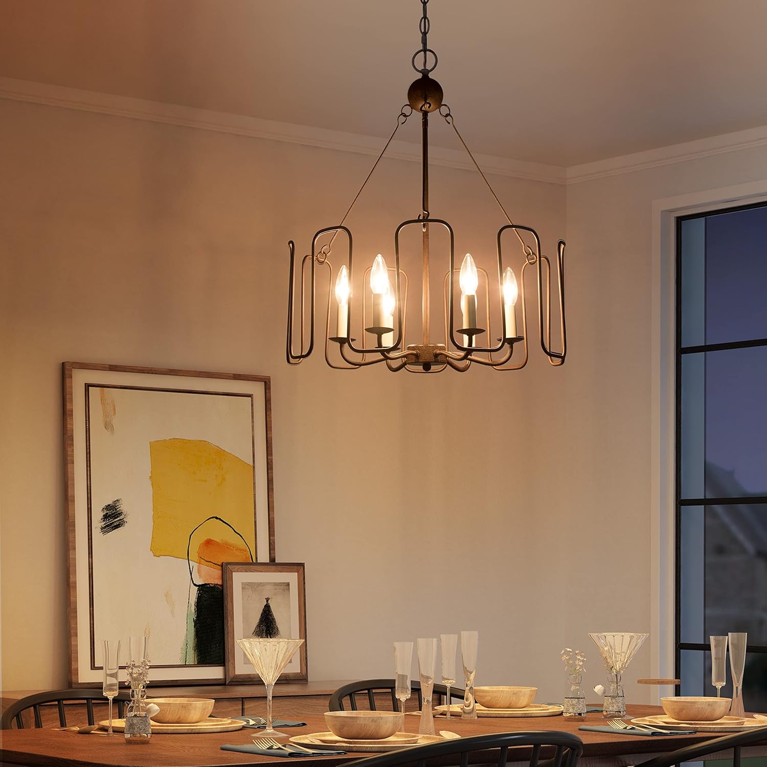 Farmhouse Rustic 6-Light Drum Candle Chandelier