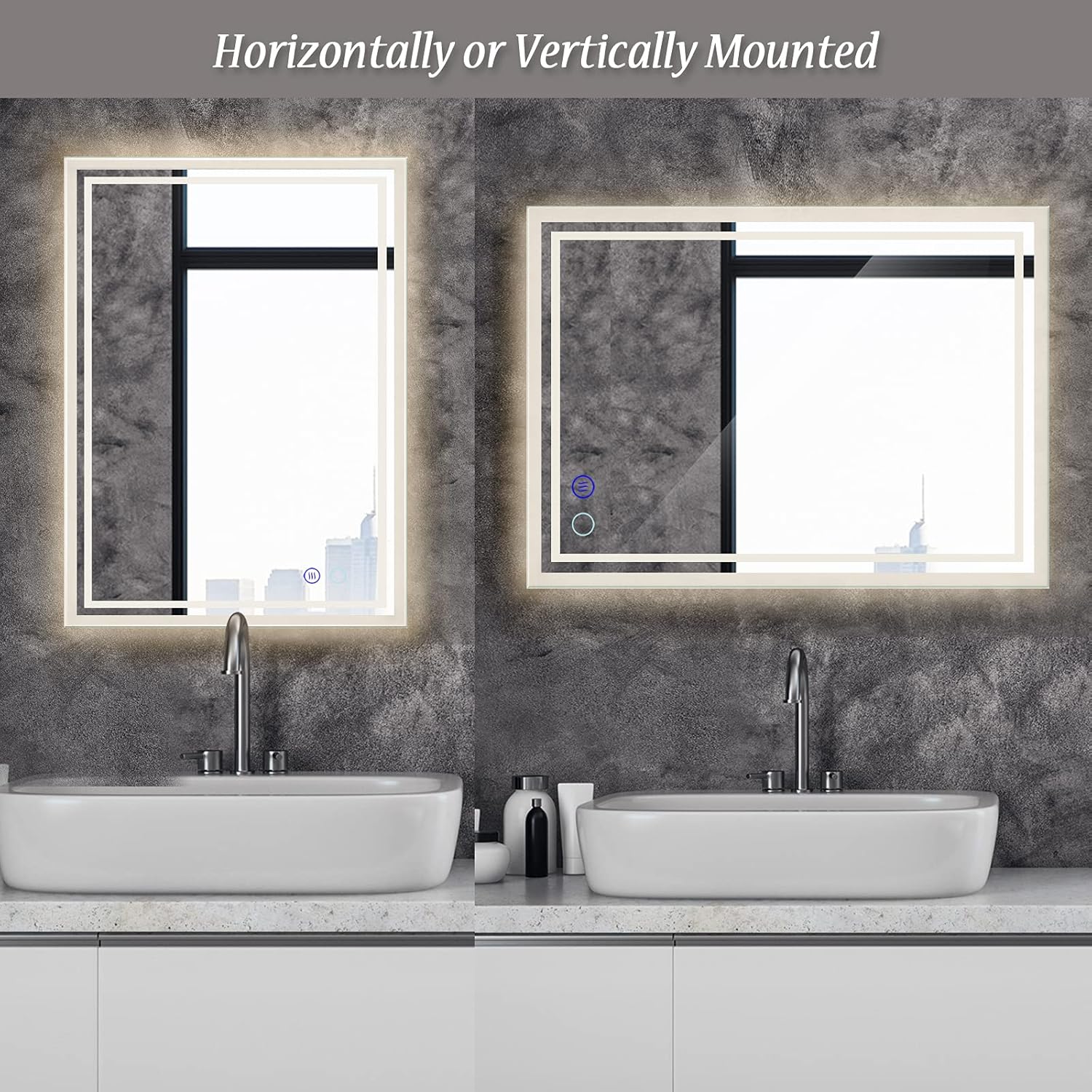 24x32 LED Bathroom Mirror with Anti-Fog and Touch Control