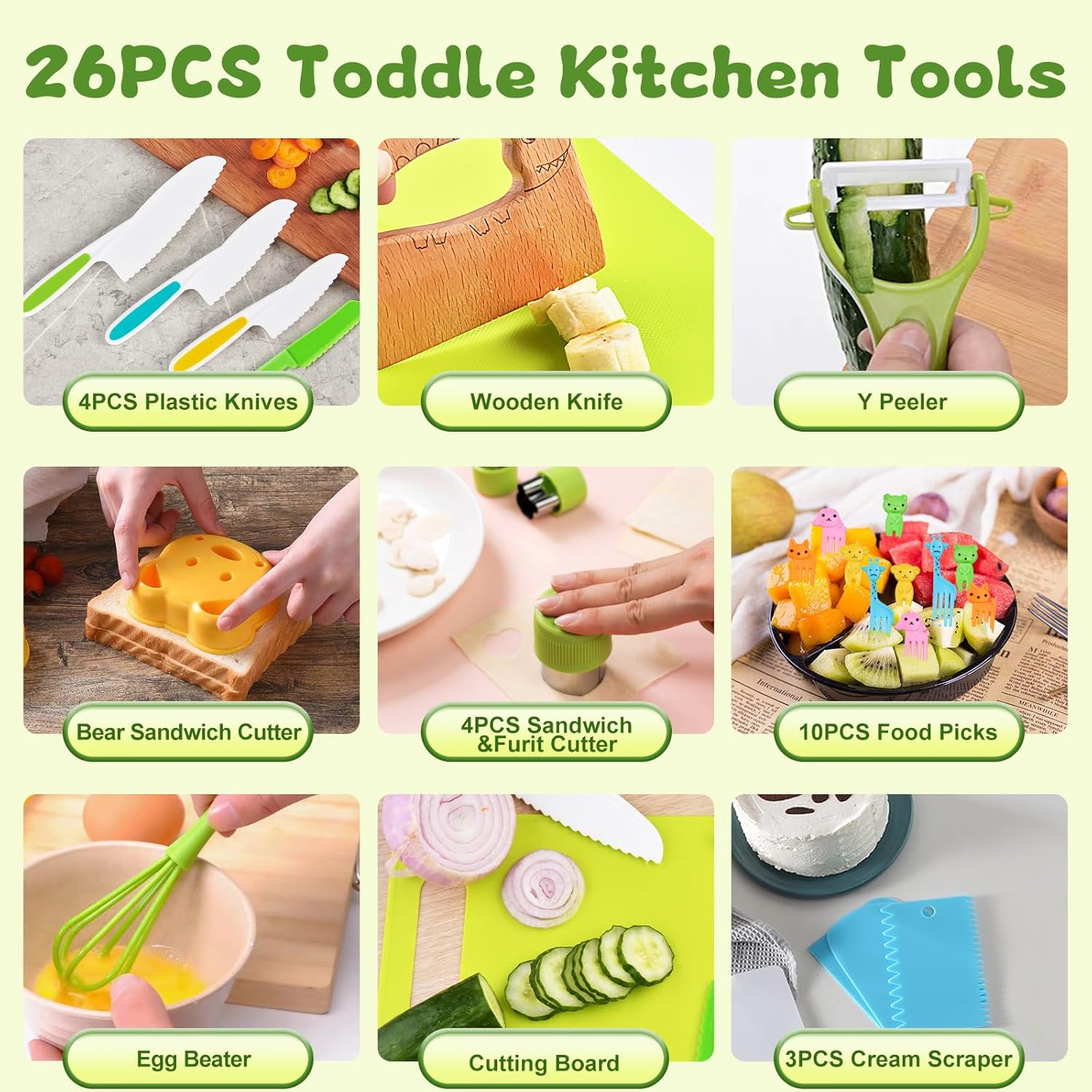 26PCS Kids Knife Set for Real Cooking and Play