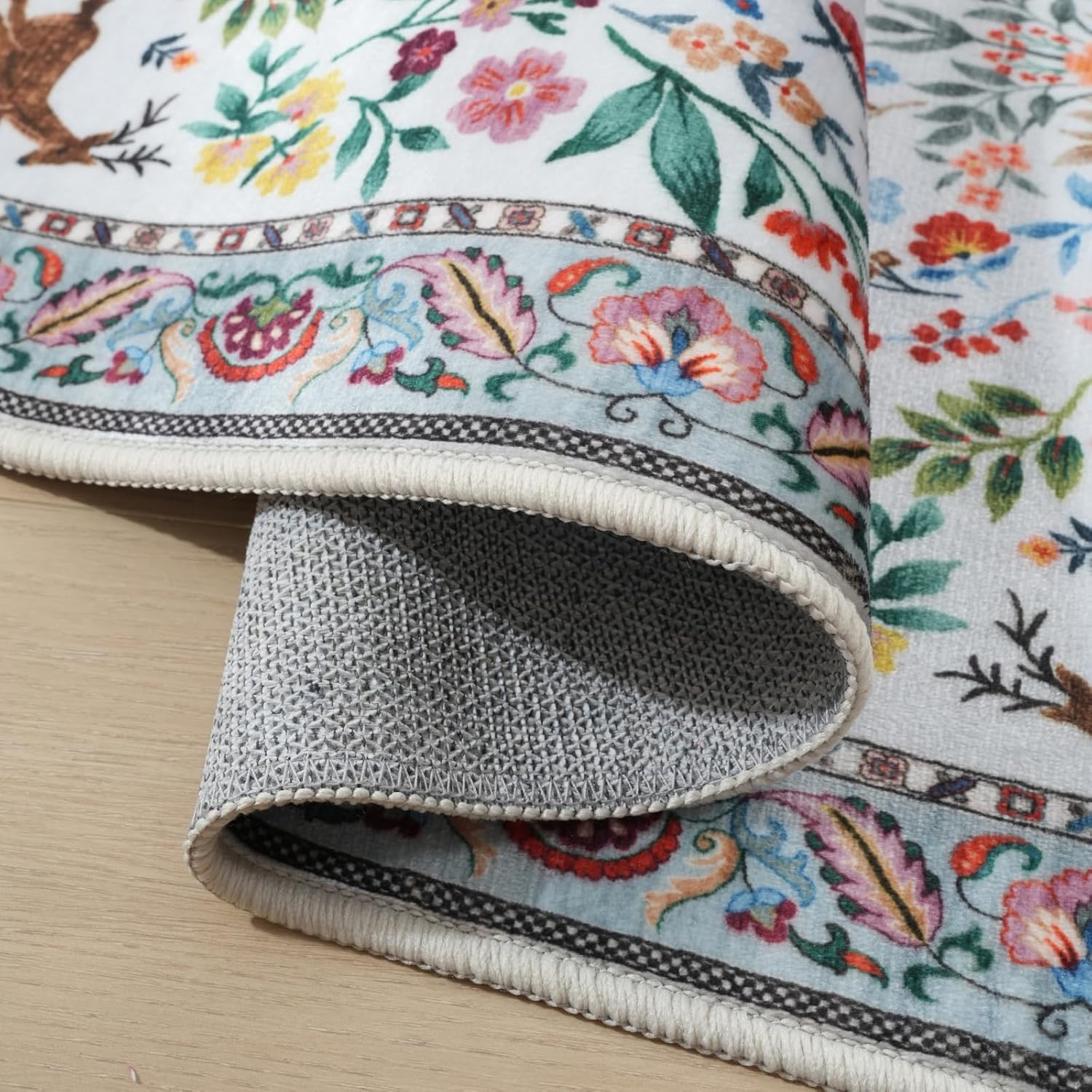 Rugcomf Washable Floral Runner Rug 26x8 Non-Slip Kitchen Entryway Carpet