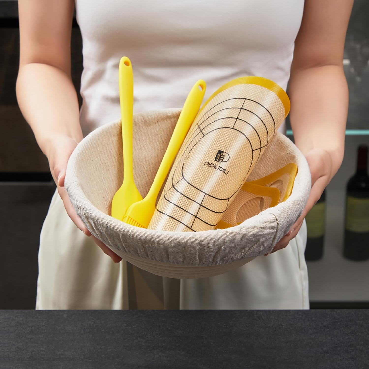 Pidiudu Sourdough Starter Kit with Banneton Basket and Baking Tools