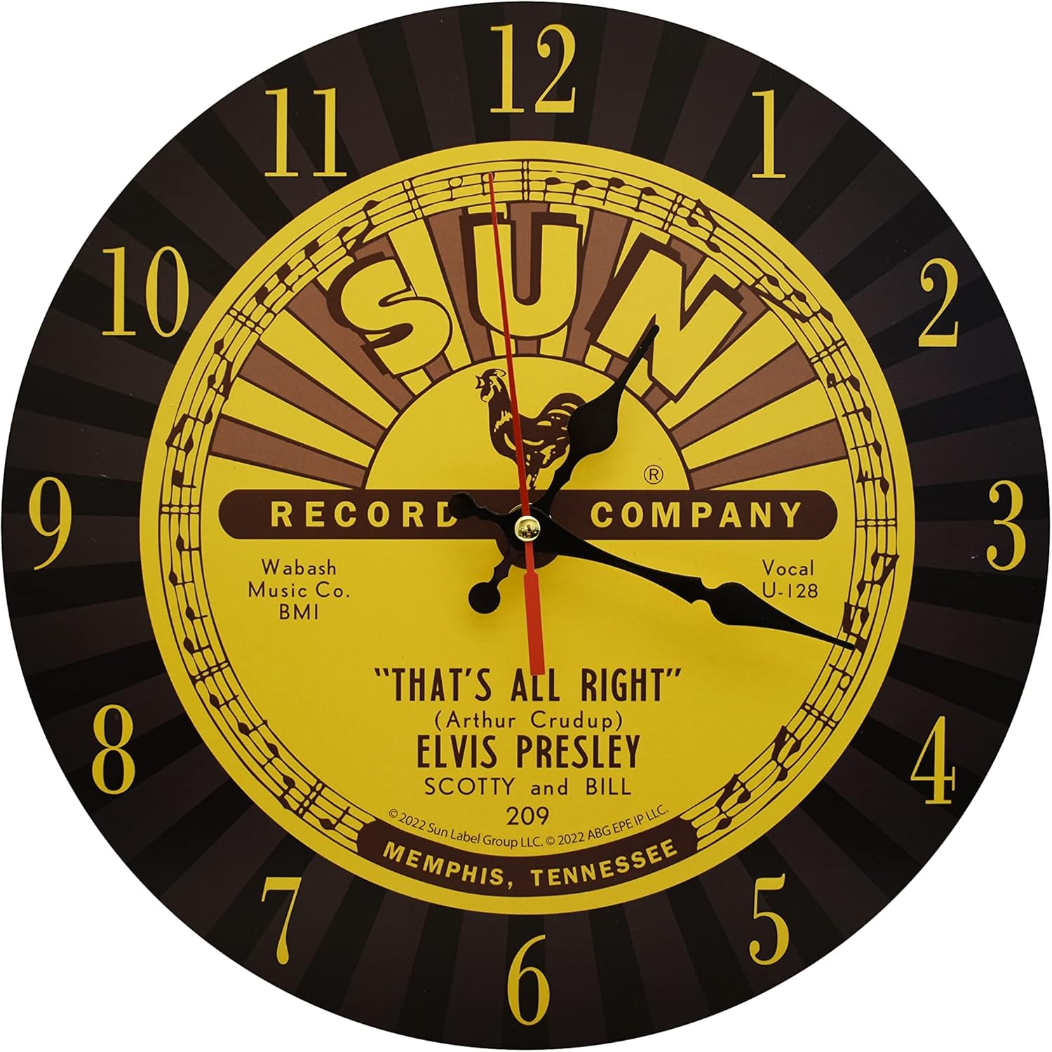 Sun Records Elvis Presley Wall Clock