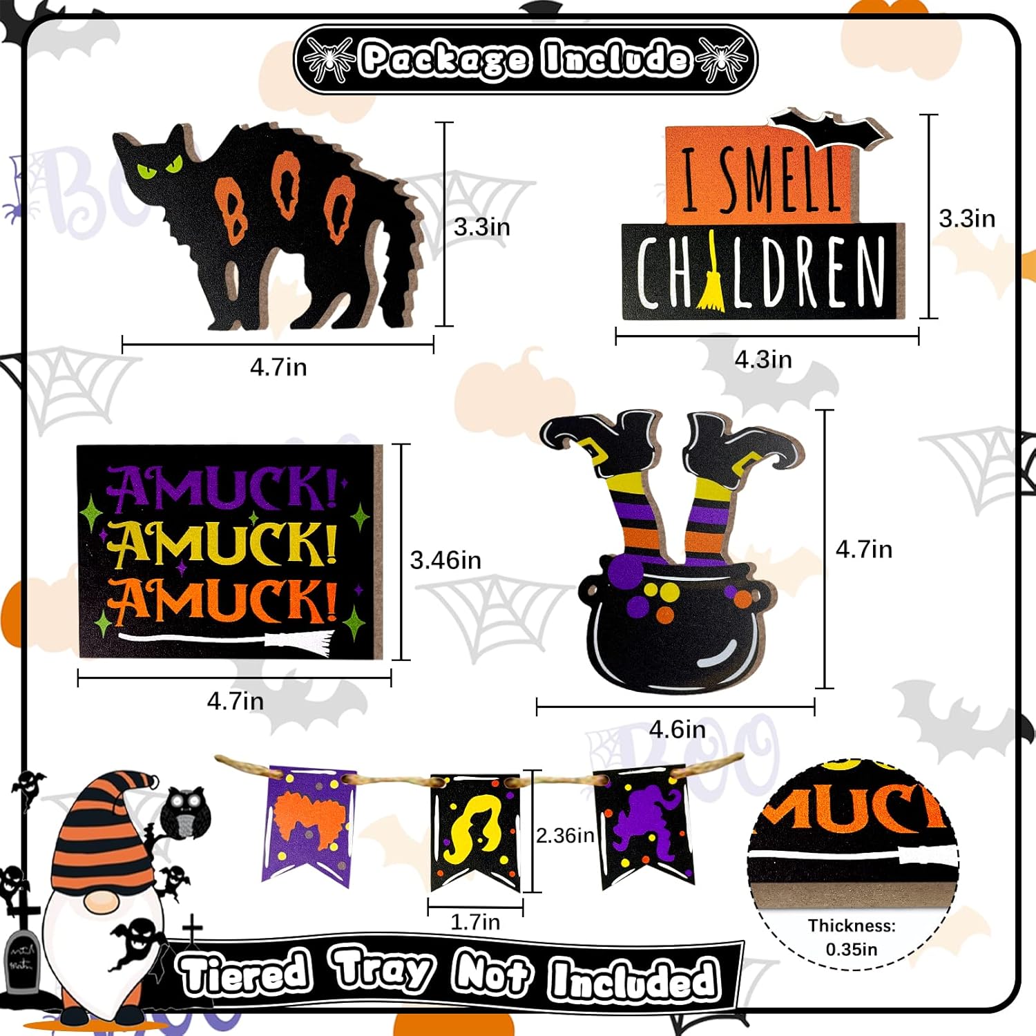 Halloween Tiered Tray Decor Set 7 Pieces