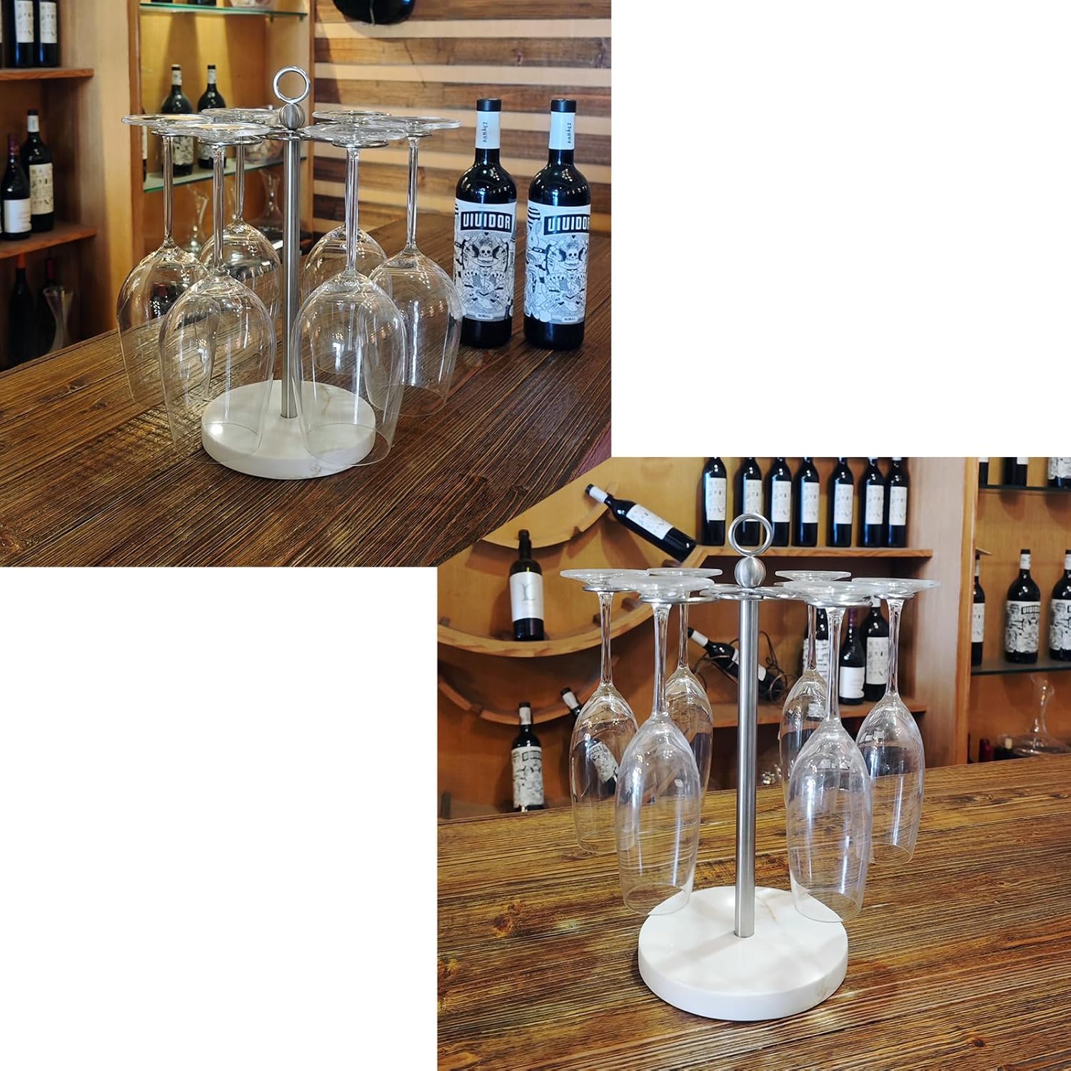 GZILA Countertop Wine Glass Holder with 12 Slots and Marble Base