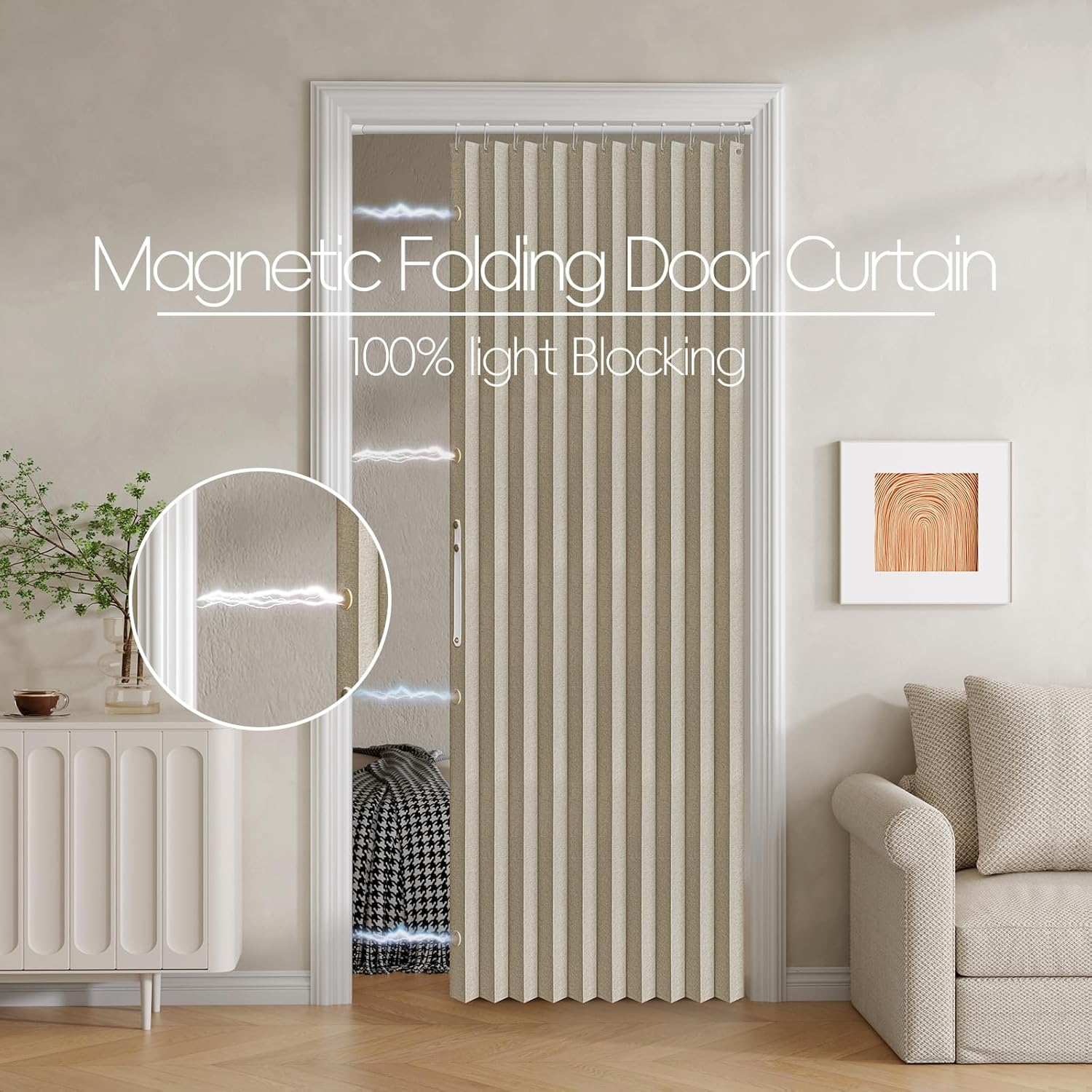 Jilron Blackout Fabric Door Curtain with Magnetic Closure