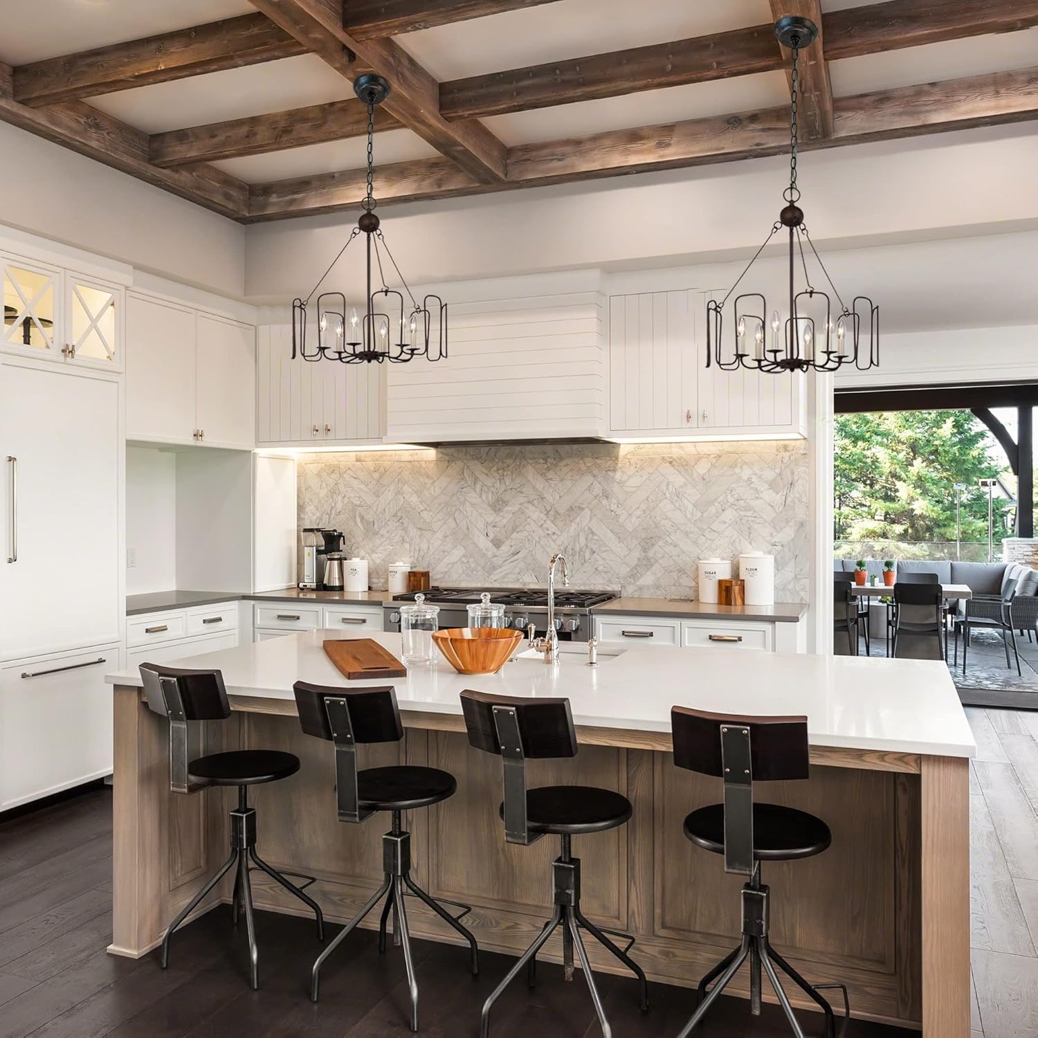Farmhouse Rustic 6-Light Drum Candle Chandelier