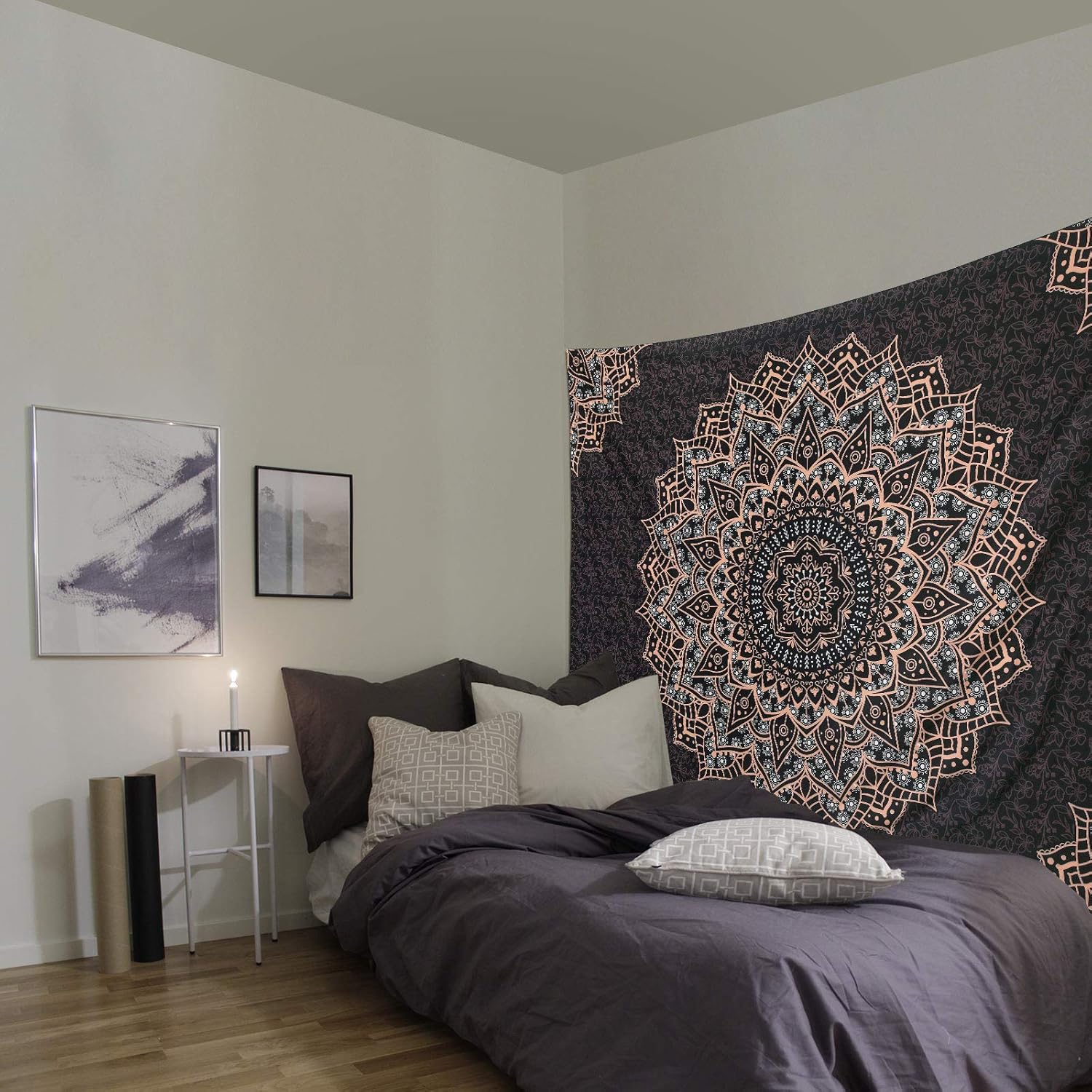 Edeesky Black Mandala Tapestry Wall Decor Boho Art