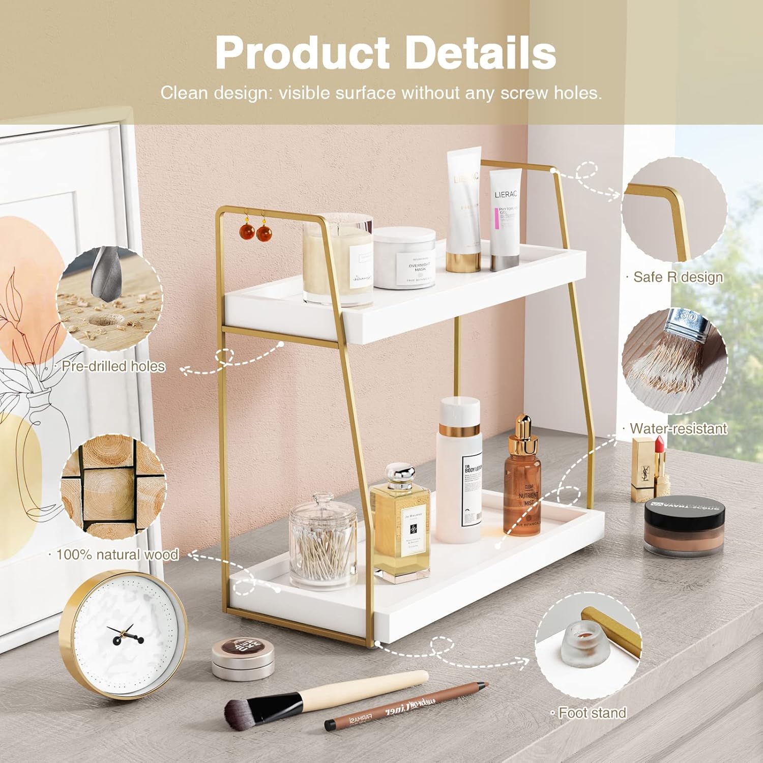 Forbena 2 Tier Bathroom Organizer Countertop Shelf