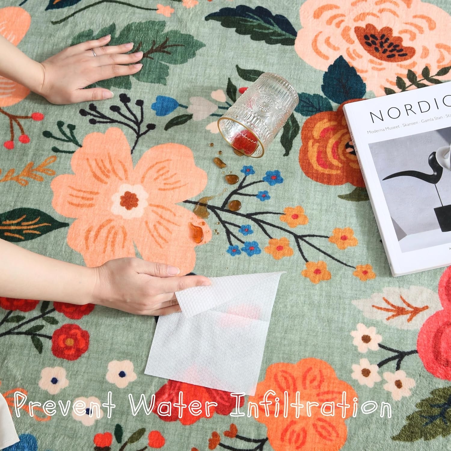 Boho Floral 3x5 Area Rug Non Slip Washable