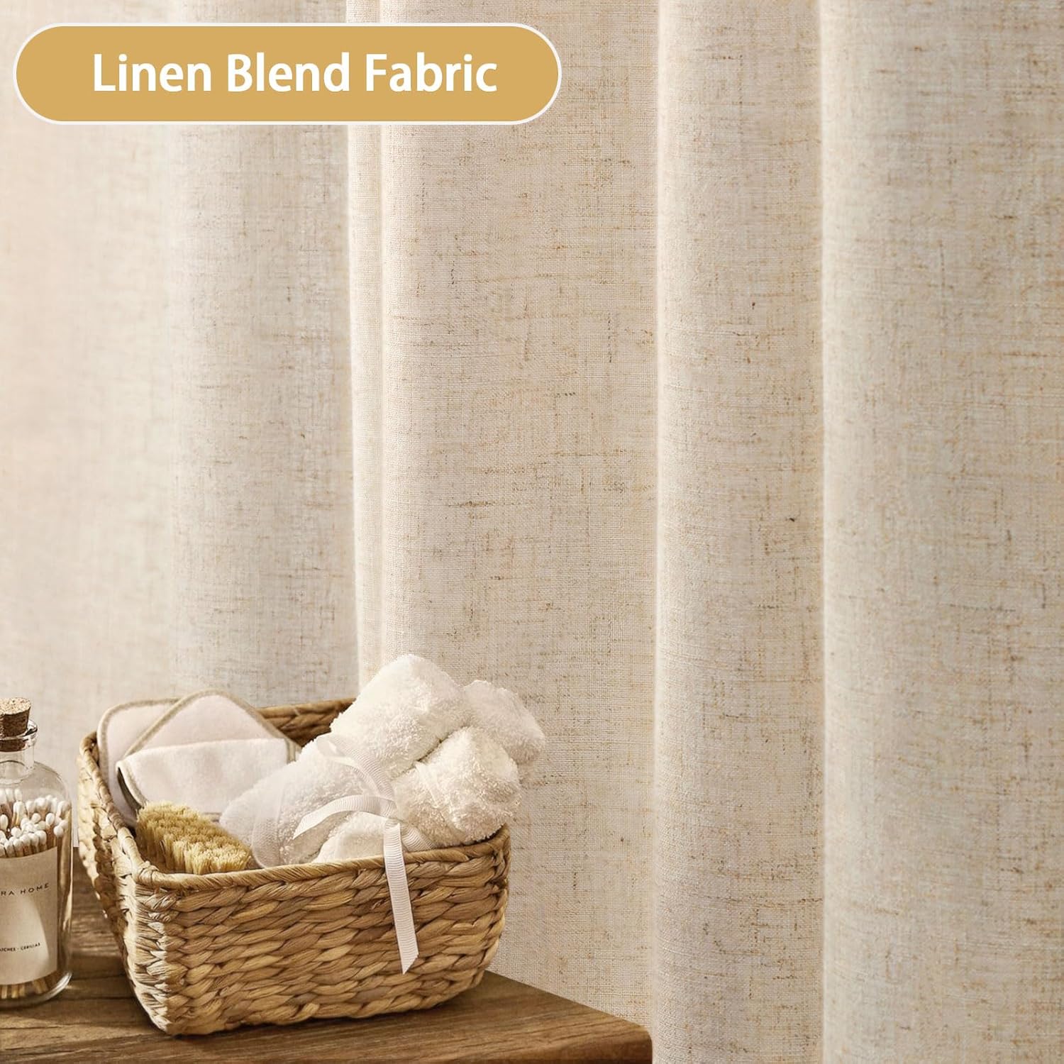 Awellife Linen Shower Curtain Set 72x72 Inch