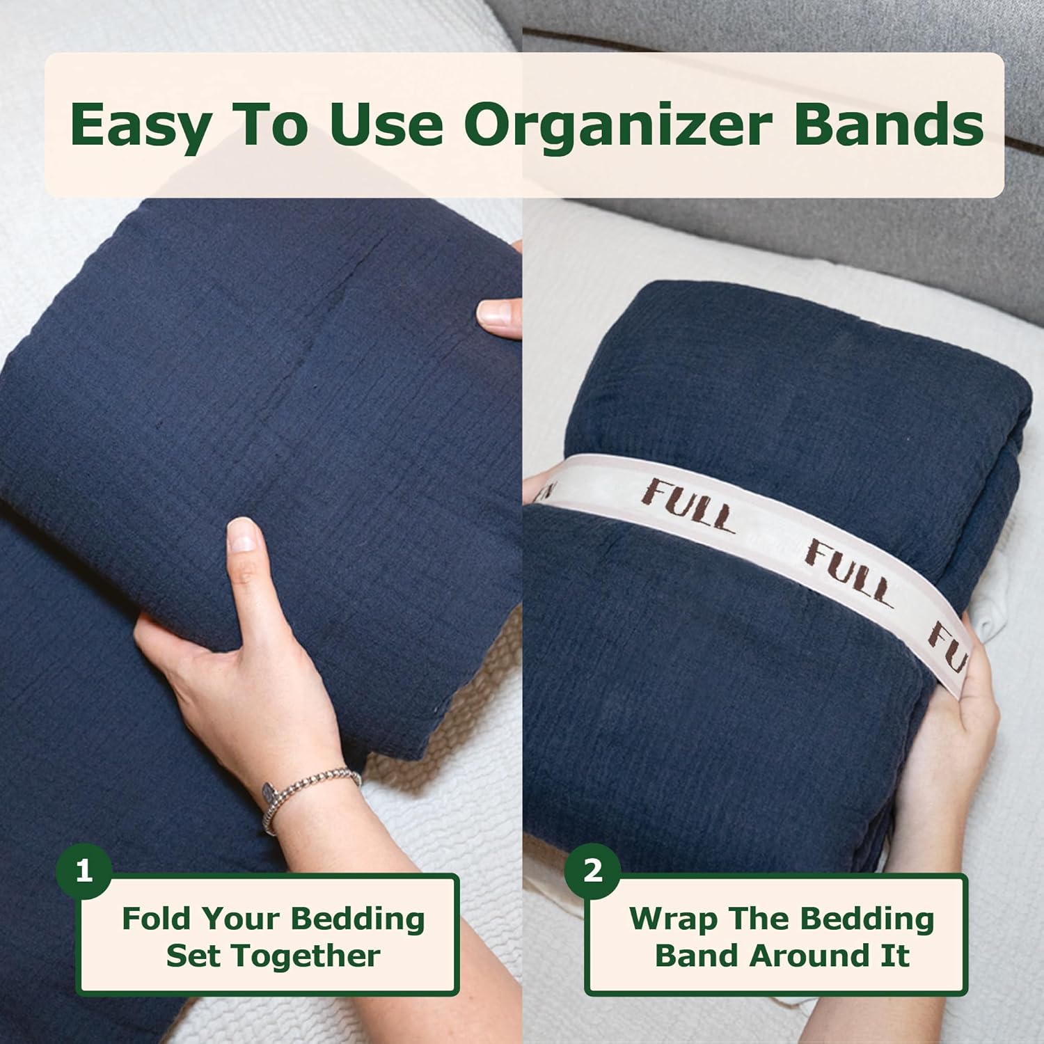ECOHomes Bed Sheet Organizer Bands 4PCS Cream