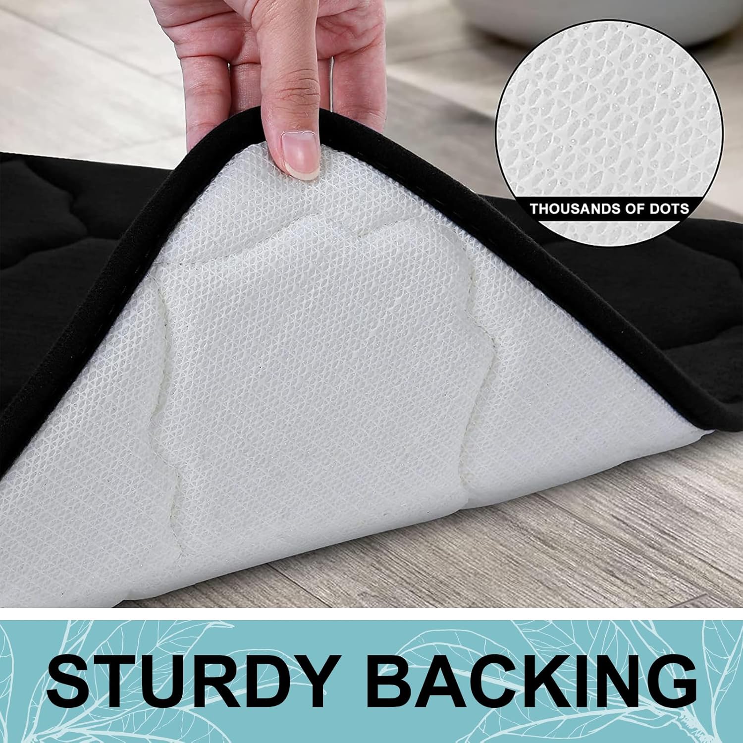 OLANLY Memory Foam Bath Mat Rug 24x16 Black