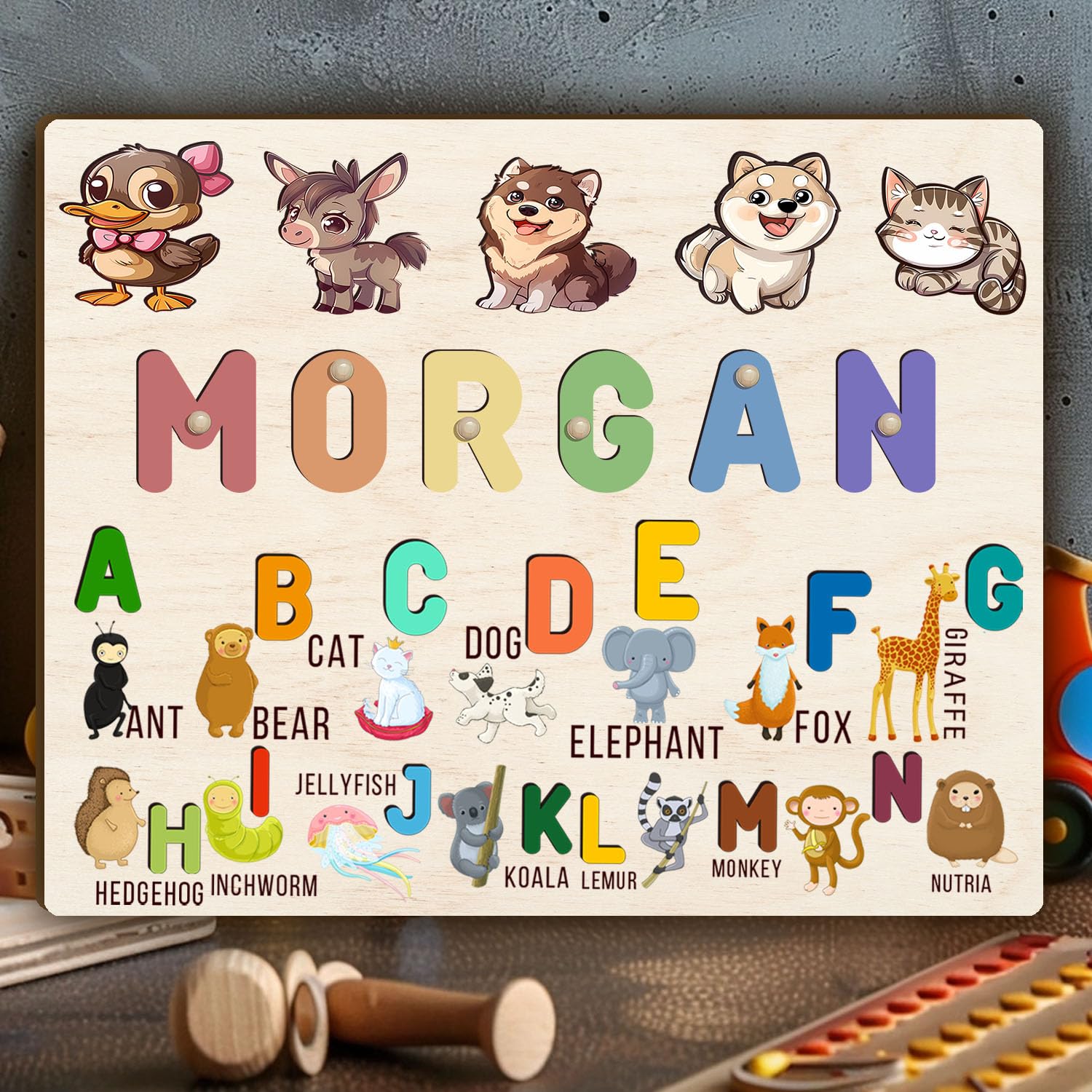 Personalized Wooden Name Puzzles for Toddlers 1-3