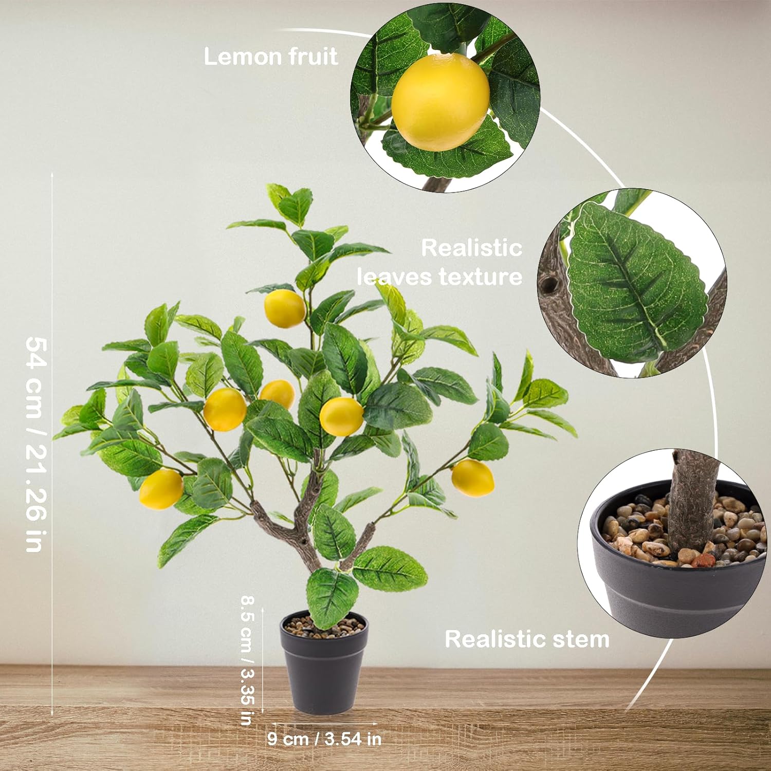 21 Inch Artificial Lemon Tree Potted Plant with Black Pot