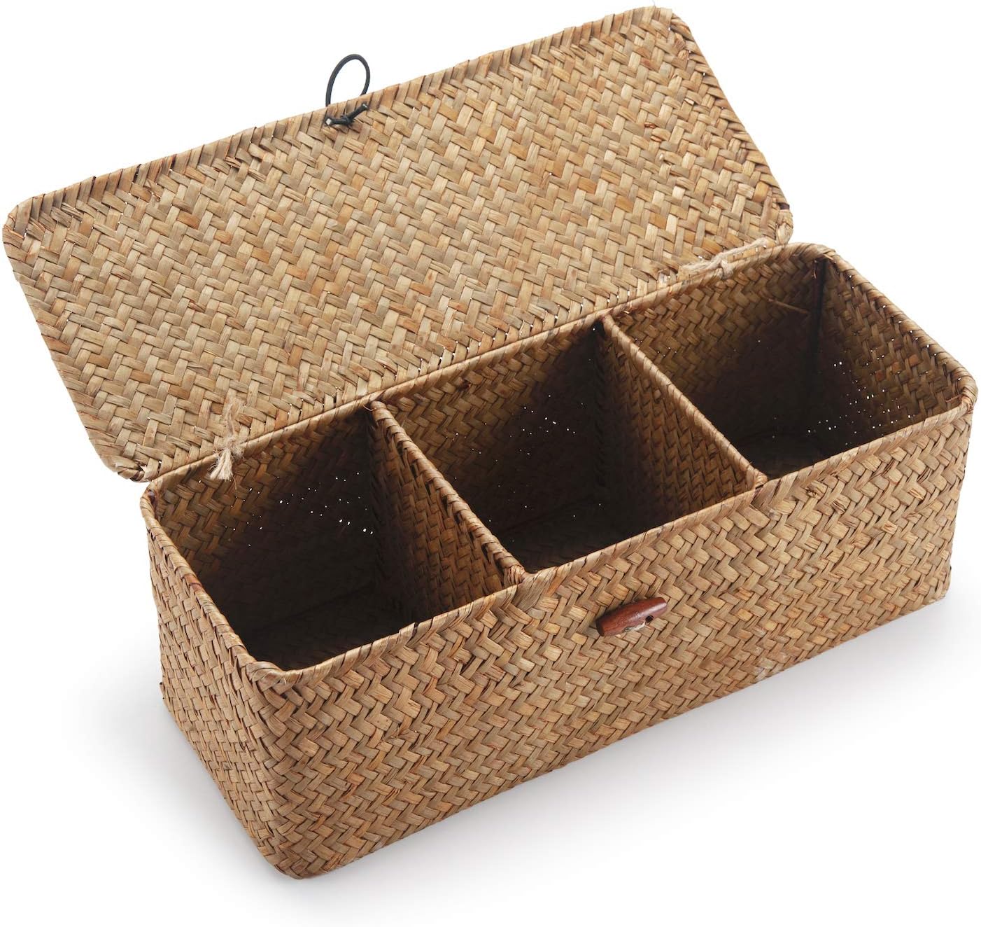 Seagrass StorageBasket with Lid and 3 Compartments