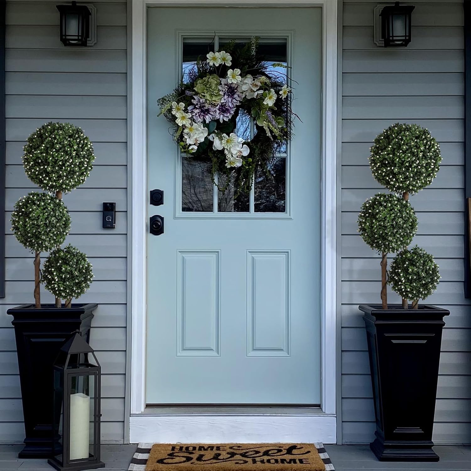 Momoplant 2 Pack 35 Inch Artificial Triple Topiary Ball White