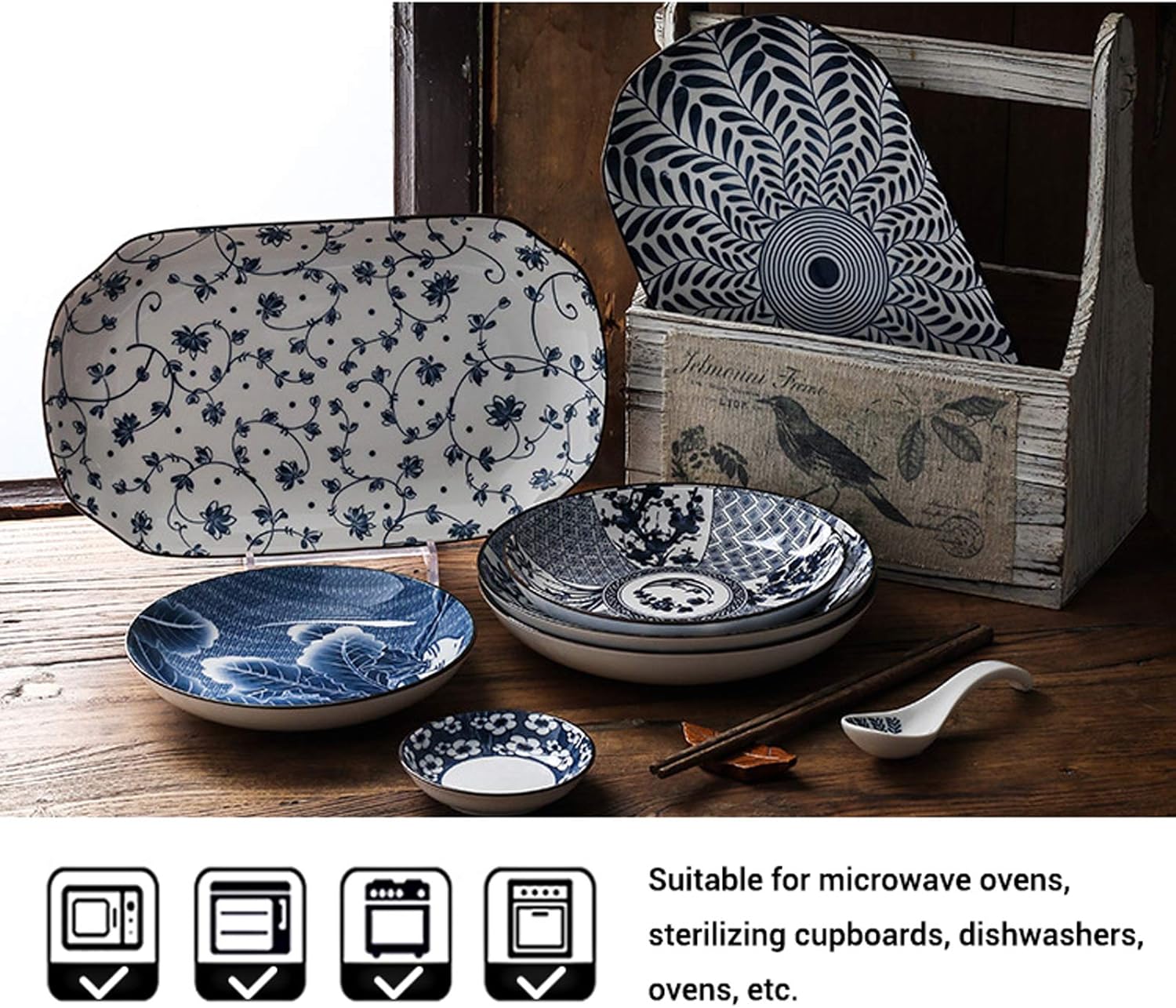 Gegong 12 Inch Fish Plate Blue White Porcelain Serving Plate