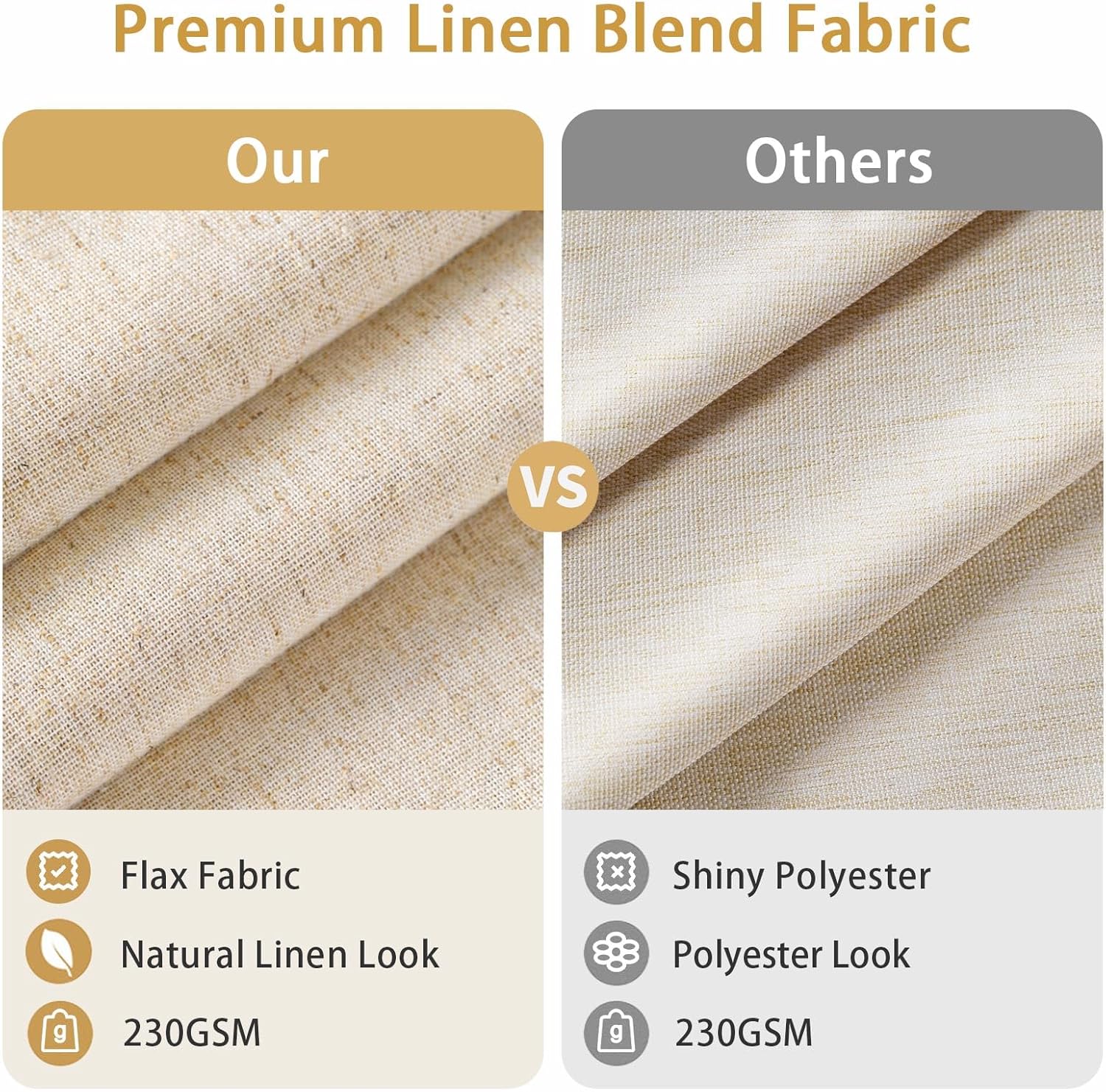 Awellife Linen Shower Curtain Set 72x72 Inch